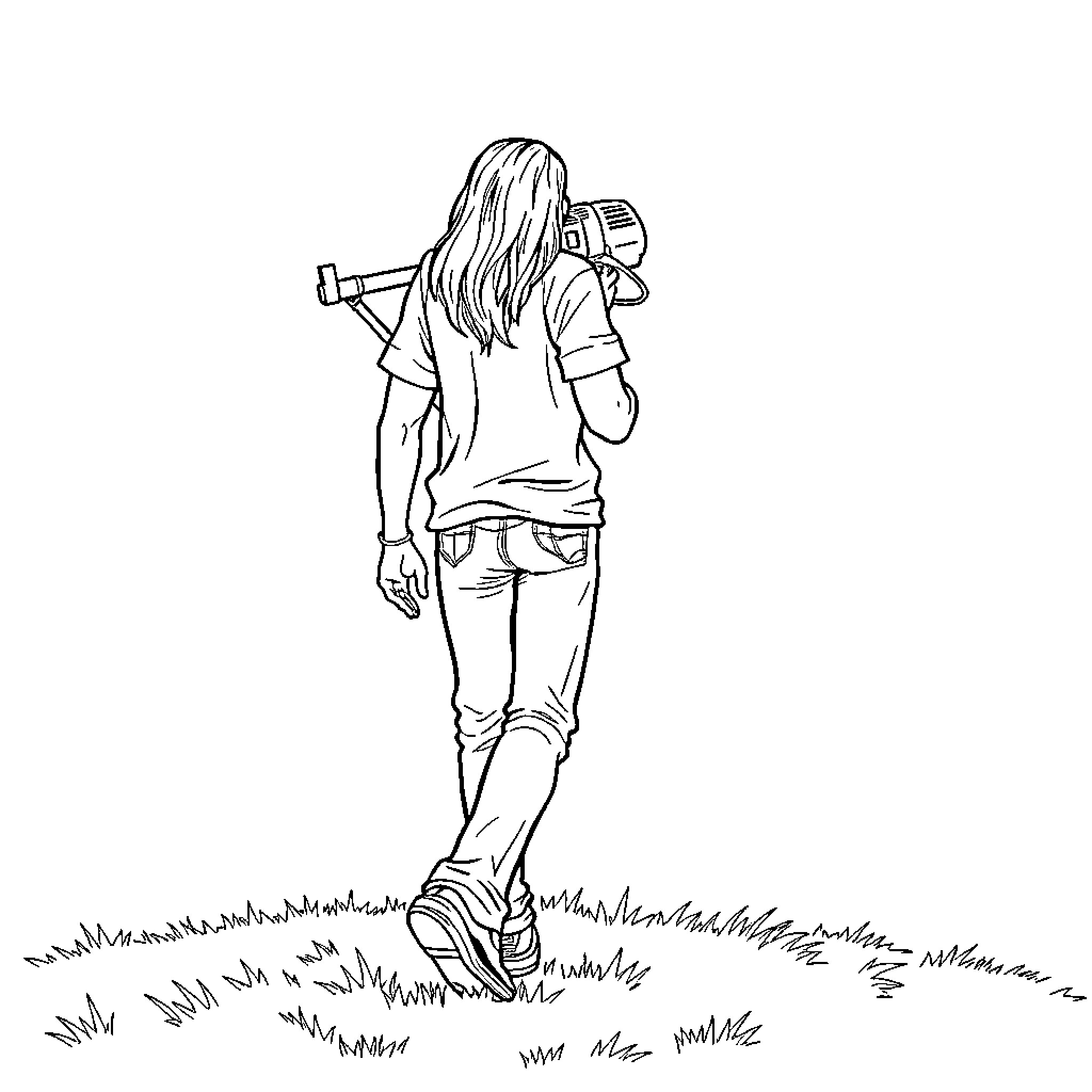 Man hiking with backpack in nature Coloring Page (free black-and-white line drawing printable PDF for all, from beginners to advanced learners, including children, teens, adults, and seniors)