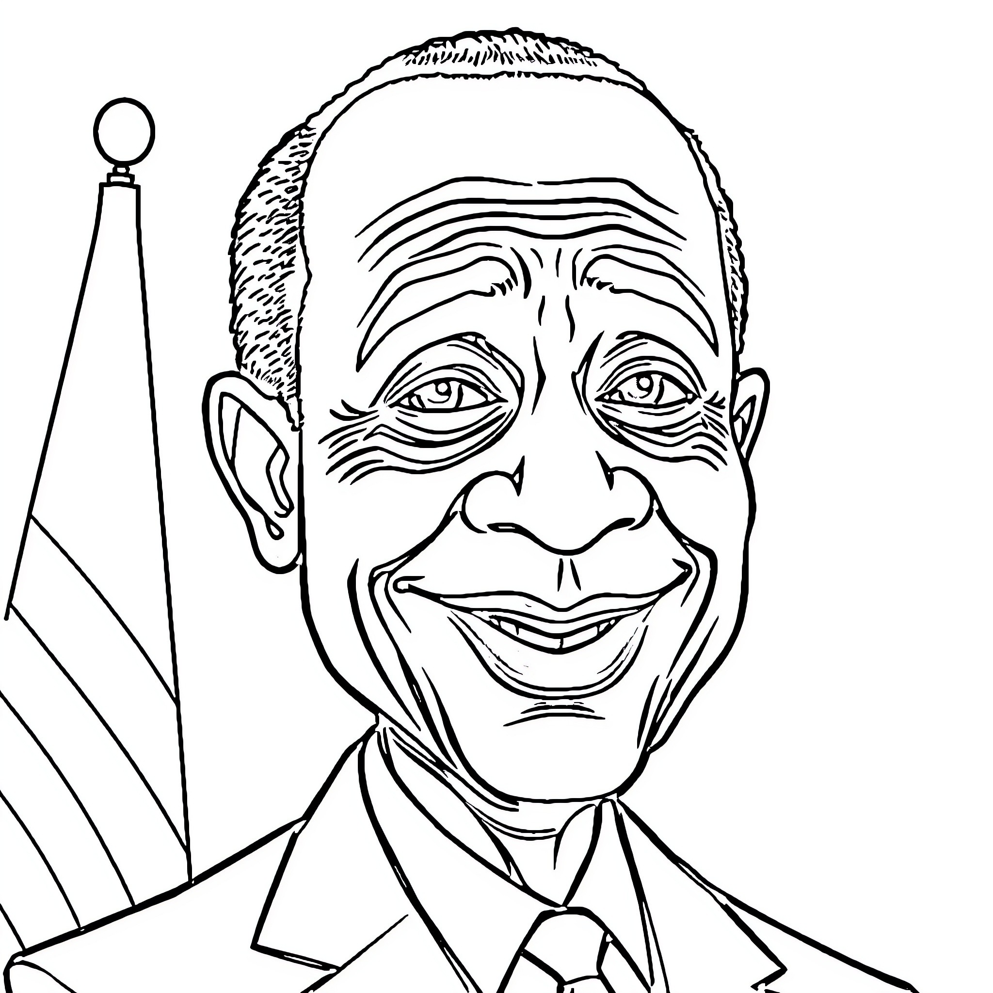 President Smiling Confidently in Formal Attire Coloring Page (free black-and-white line drawing printable PDF for all, from beginners to advanced learners, including children, teens, adults, and seniors)