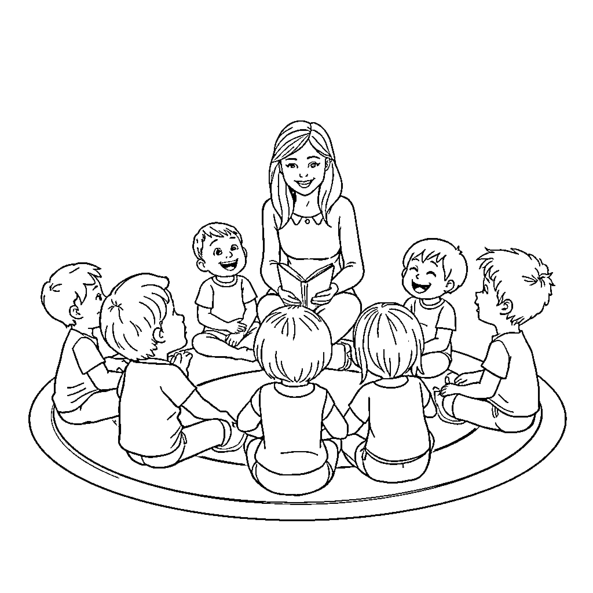Student group activity in the classroom Coloring Page (free black-and-white line drawing printable PDF for all, from beginners to advanced learners, including children, teens, adults, and seniors)