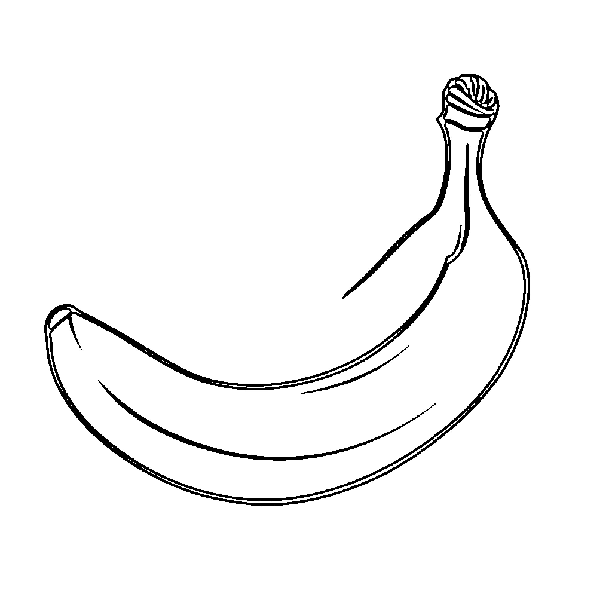 Banana in simple outline form Coloring Page (free black-and-white line drawing printable PDF for all, from beginners to advanced learners, including children, teens, adults, and seniors)