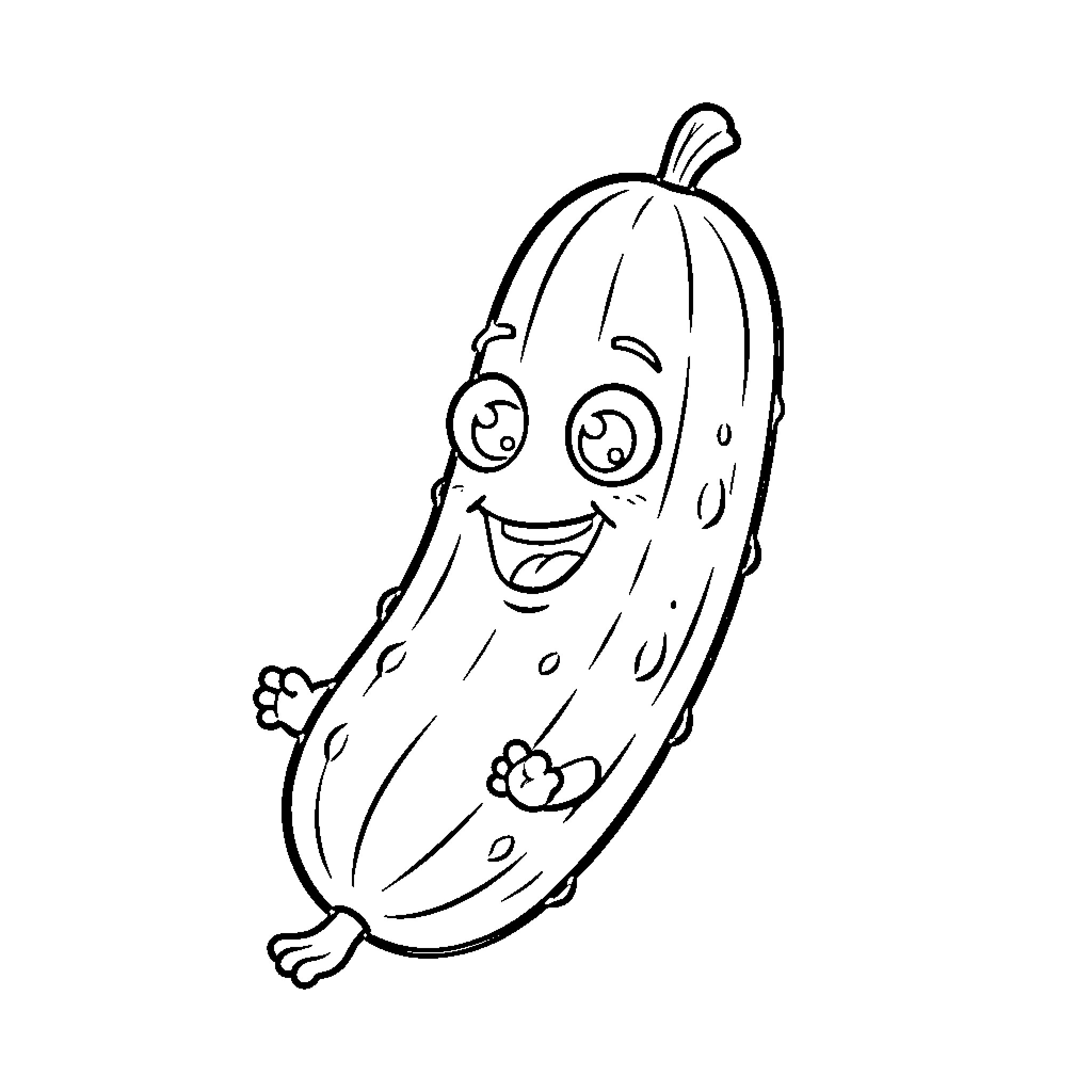 Pickle having a jolly time Coloring Page (free black-and-white line drawing printable PDF for all, from beginners to advanced learners, including children, teens, adults, and seniors)
