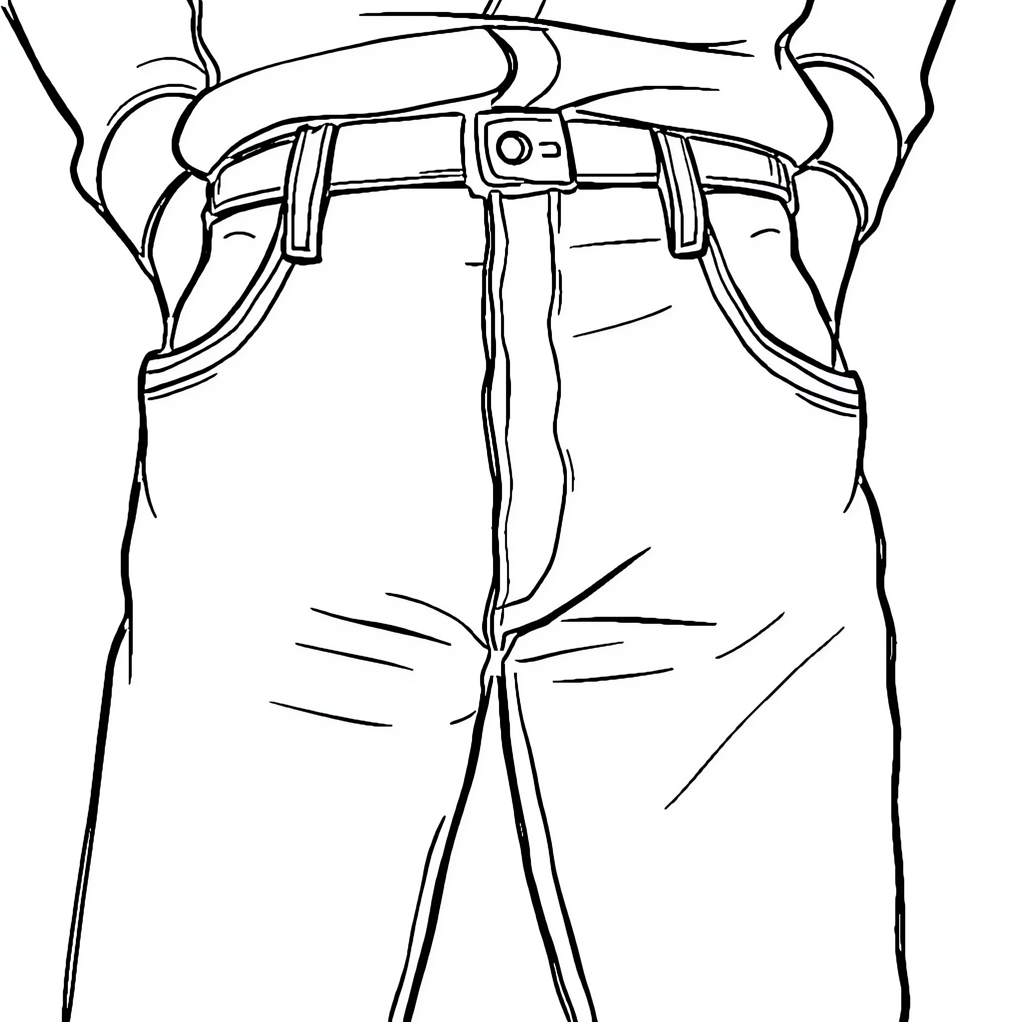 Person wearing pants with belt Coloring Page (free black-and-white line drawing printable PDF for all, from beginners to advanced learners, including children, teens, adults, and seniors)