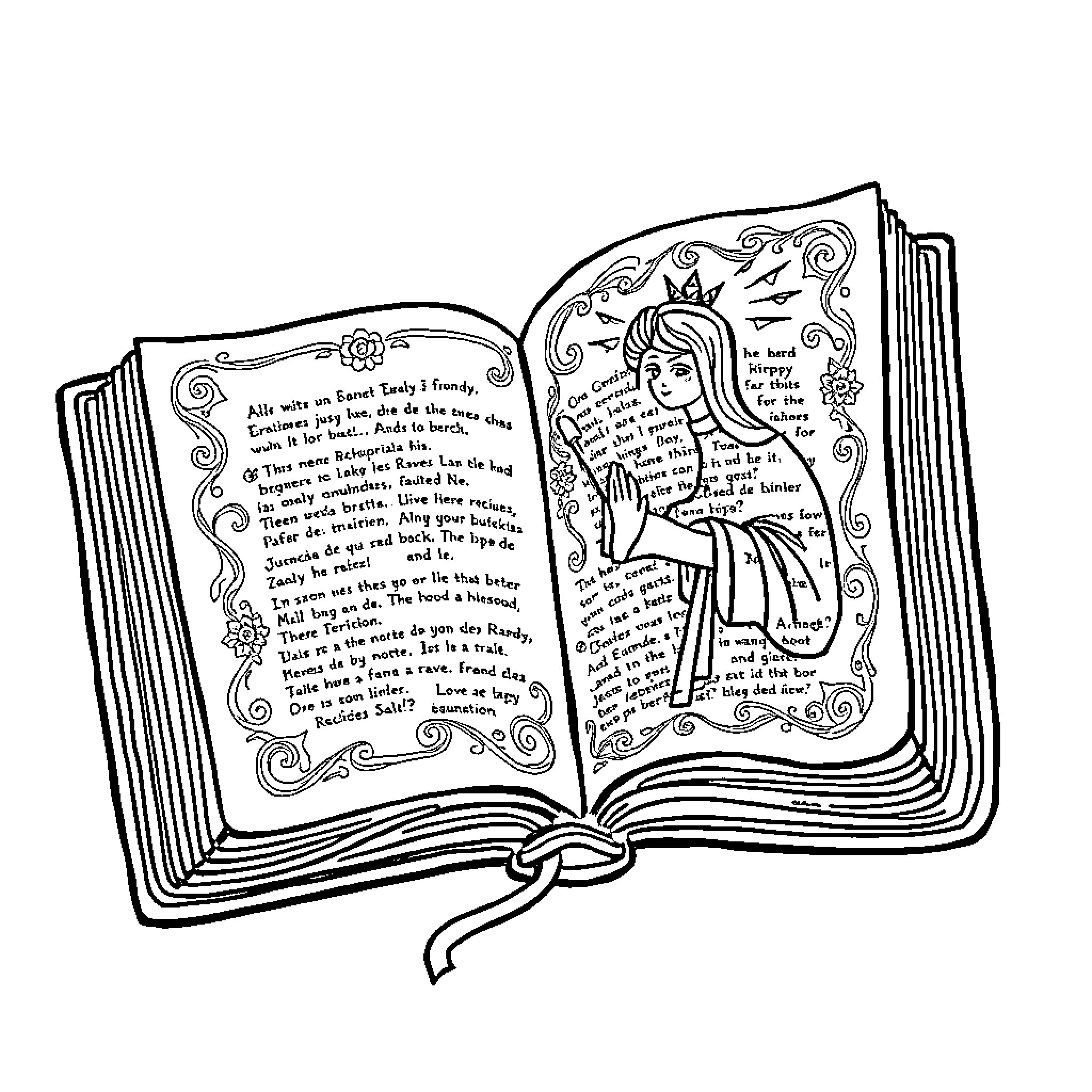 Biblia: Storybook with Illustrated Character Coloring Page (free black-and-white line drawing printable PDF for all, from beginners to advanced learners, including children, teens, adults, and seniors)