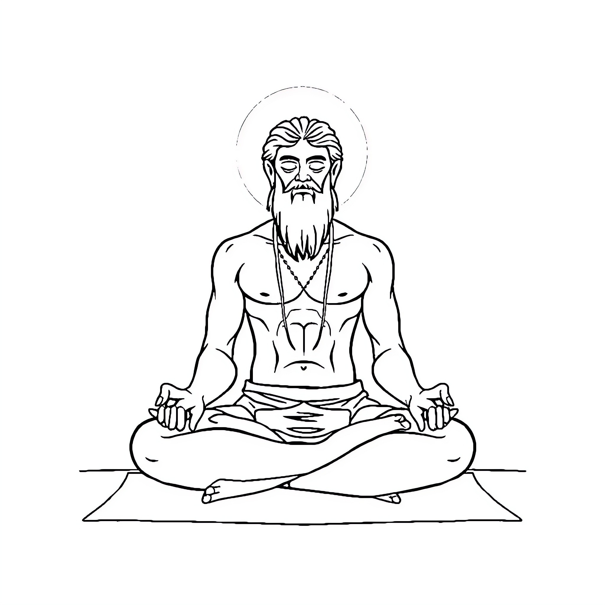 Sivan meditating in a serene pose Coloring Page (free black-and-white line drawing printable PDF for all, from beginners to advanced learners, including children, teens, adults, and seniors)