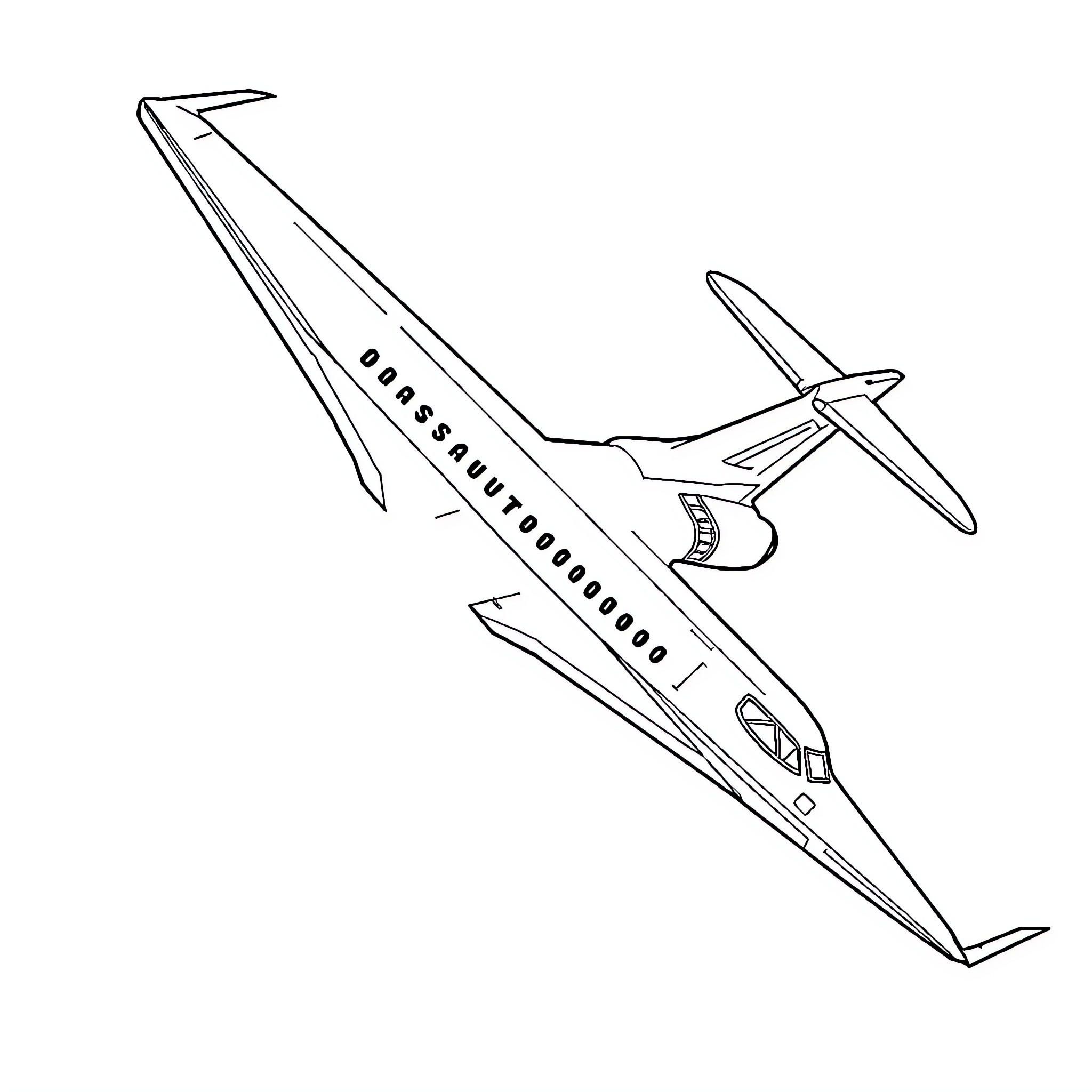 Dassault Falcon private jet in flight Coloring Page (free black-and-white line drawing printable PDF for all, from beginners to advanced learners, including children, teens, adults, and seniors)