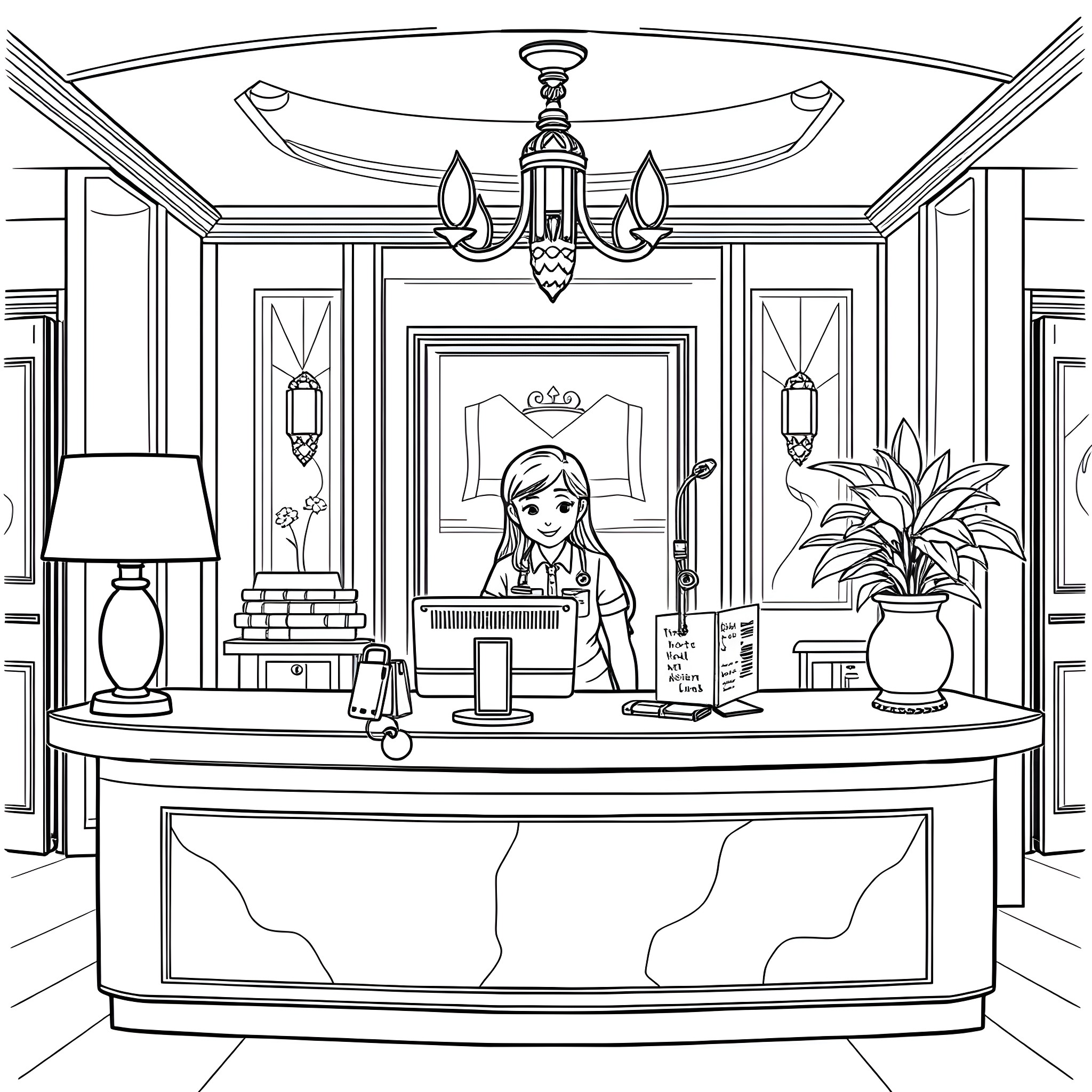 Guy working diligently at his office desk Coloring Page (free black-and-white line drawing printable PDF for all, from beginners to advanced learners, including children, teens, adults, and seniors)