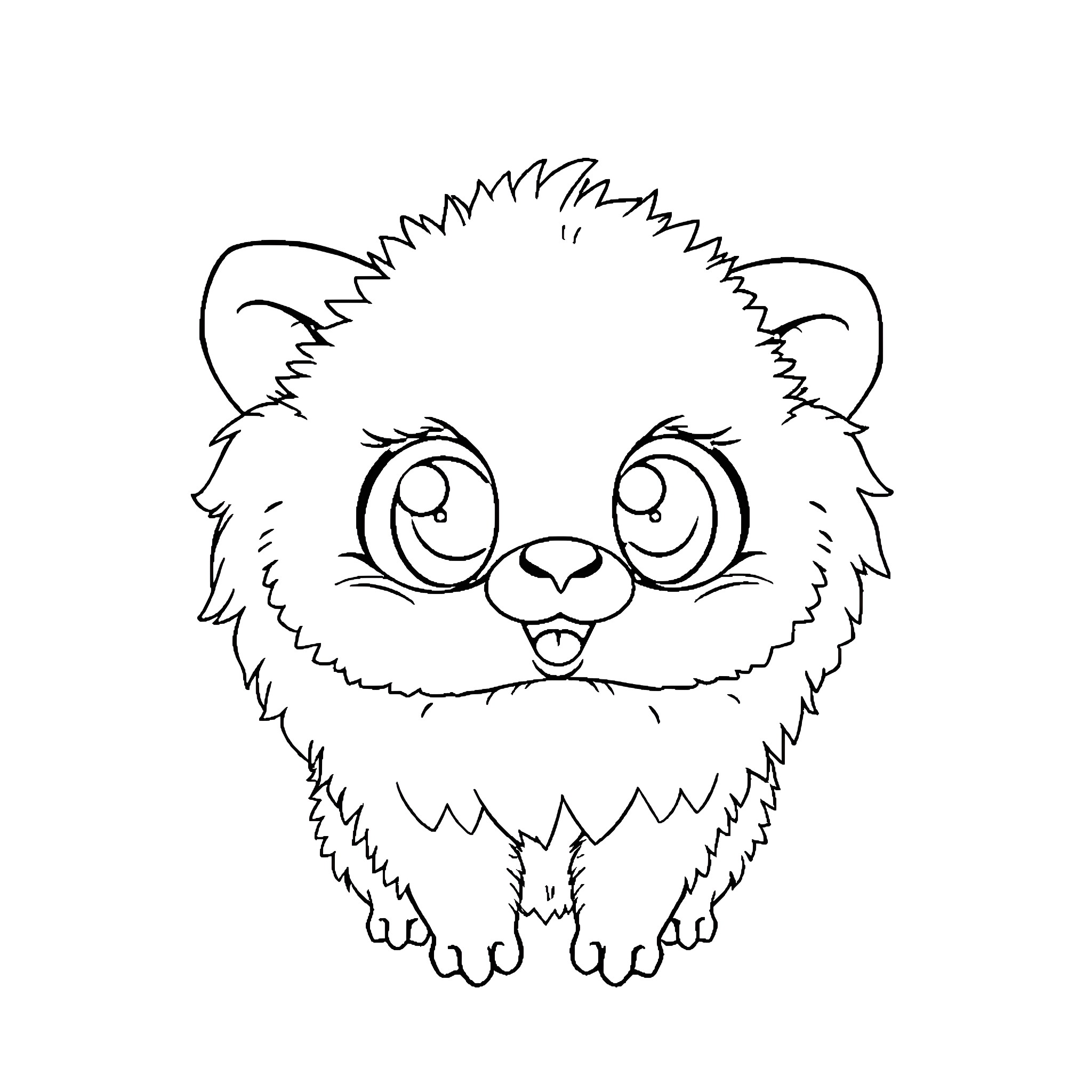 Labubu's Happy and Playful Expression Coloring Page (free black-and-white line drawing printable PDF for all, from beginners to advanced learners, including children, teens, adults, and seniors)