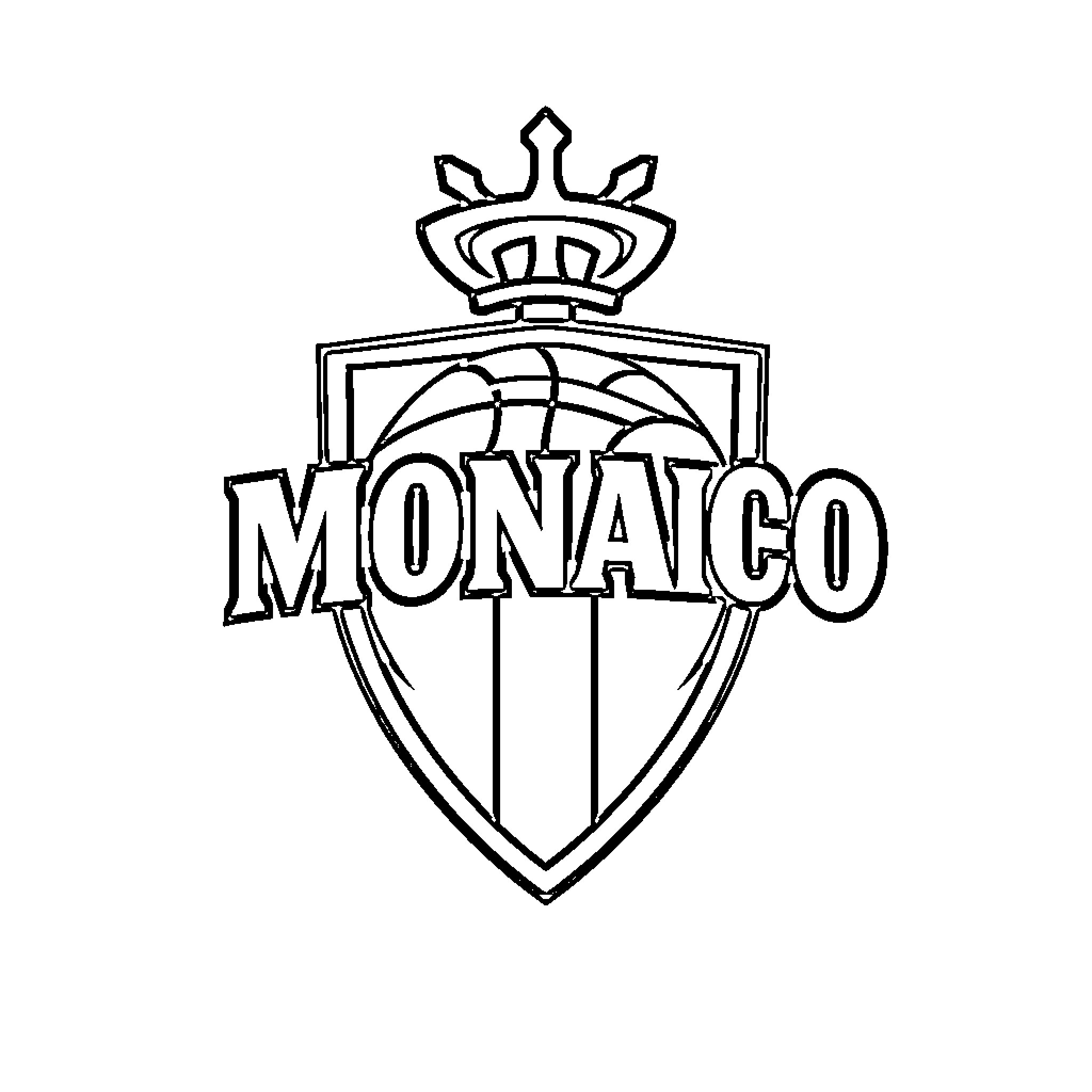 Monaco Basket Team Logo Design Coloring Page (free black-and-white line drawing printable PDF for all, from beginners to advanced learners, including children, teens, adults, and seniors)