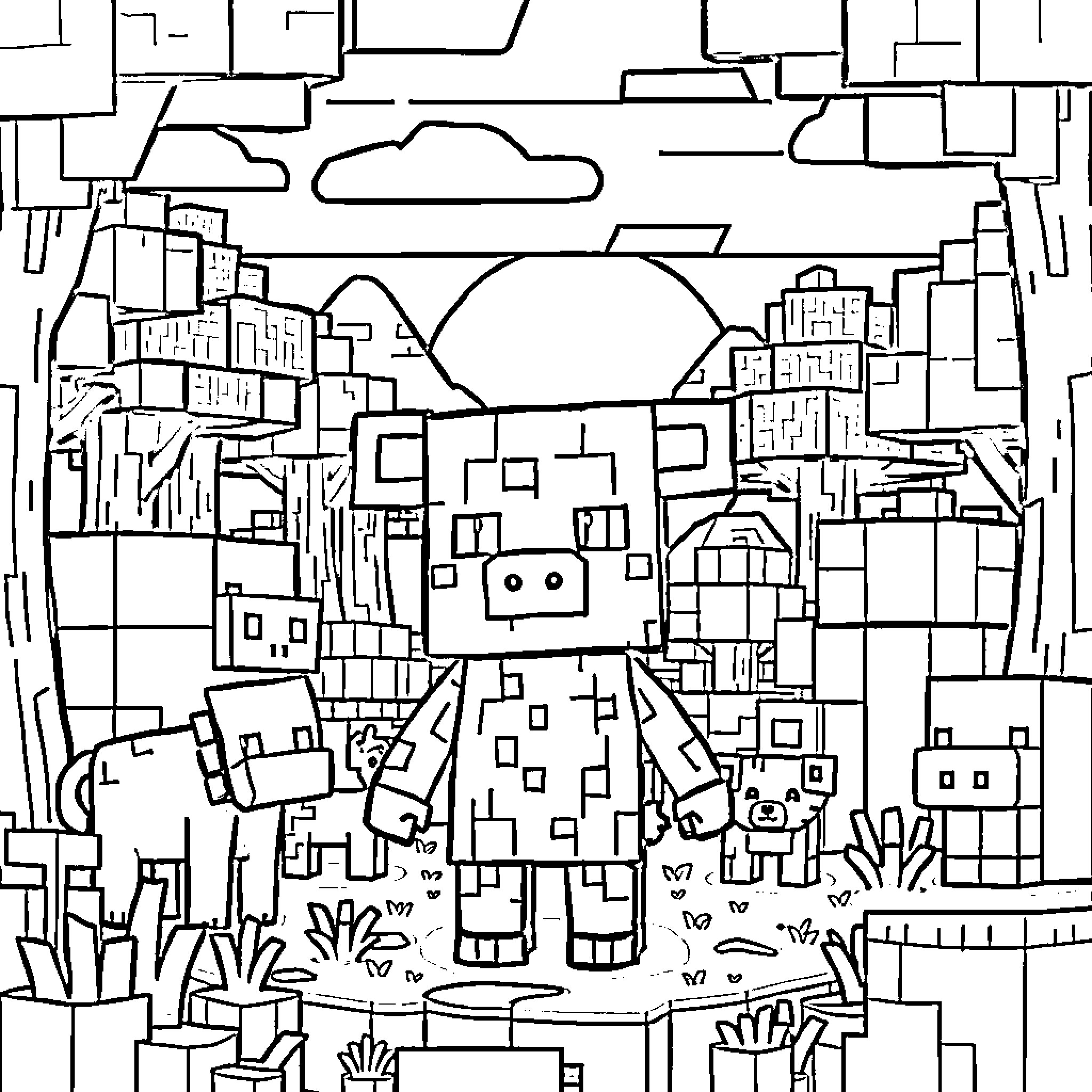 Labubu's Imaginative Adventure in the City Coloring Page (free black-and-white line drawing printable PDF for all, from beginners to advanced learners, including children, teens, adults, and seniors)