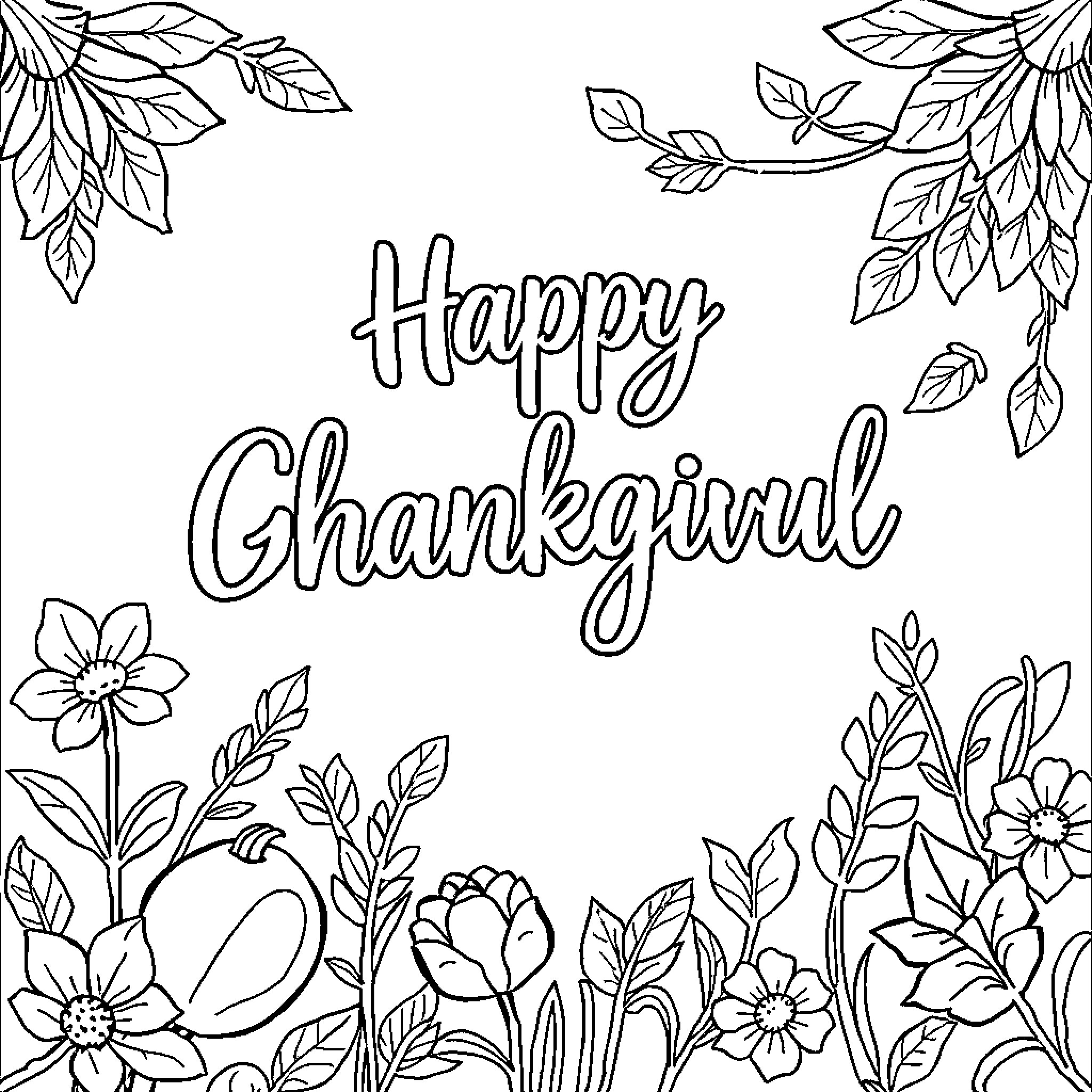 Gratitude Expressed Through Floral Frames Coloring Page (free black-and-white line drawing printable PDF for all, from beginners to advanced learners, including children, teens, adults, and seniors)