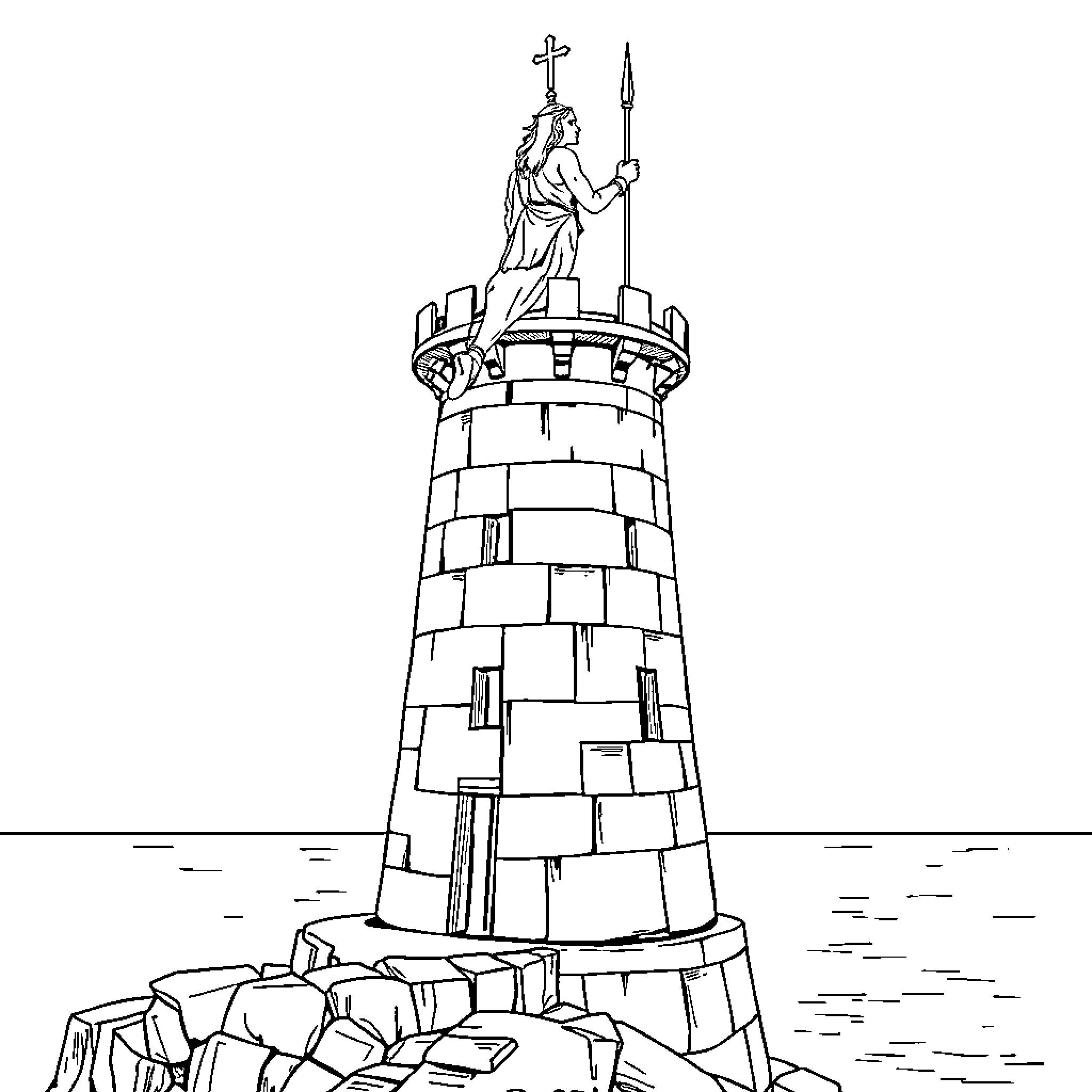 Spydei's Fortress on the Cliff Coloring Page (free black-and-white line drawing printable PDF for all, from beginners to advanced learners, including children, teens, adults, and seniors)