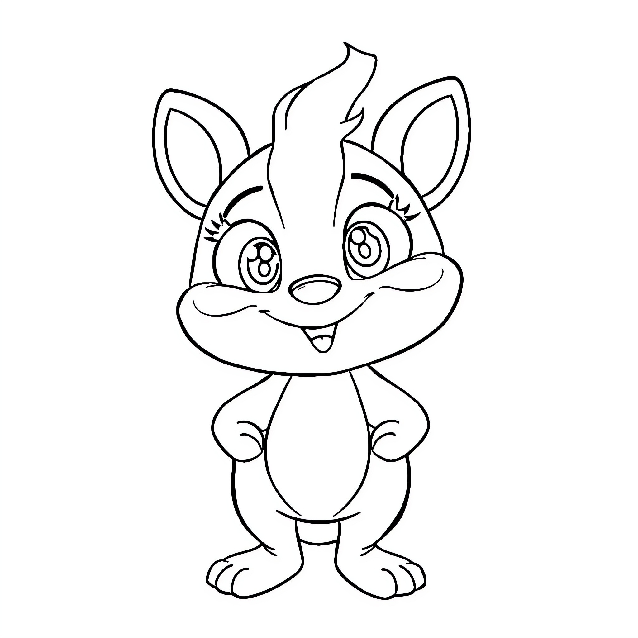 Sprunki the Cheerful Cartoon Creature Coloring Page (free black-and-white line drawing printable PDF for all, from beginners to advanced learners, including children, teens, adults, and seniors)