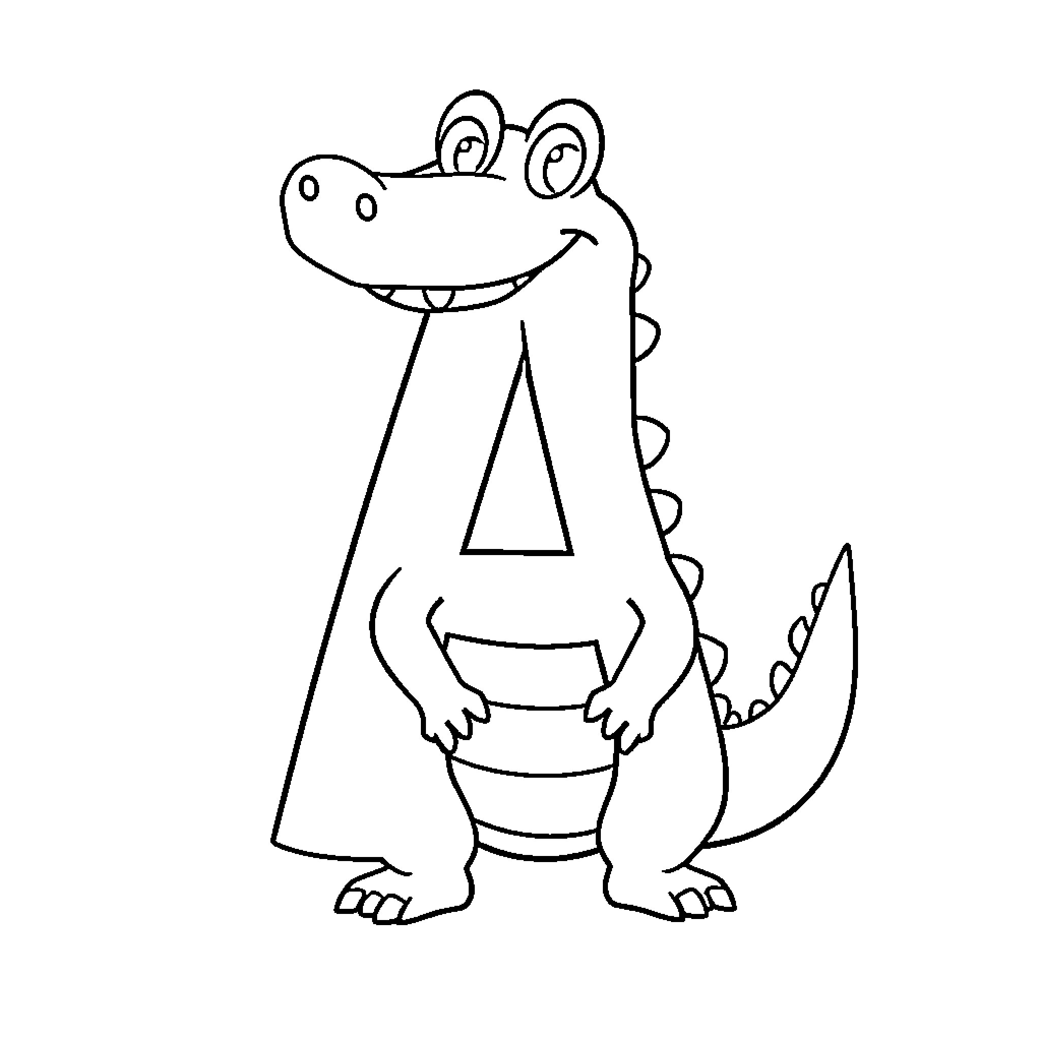 Alligator with a Friendly Expression Coloring Page (free black-and-white line drawing printable PDF for all, from beginners to advanced learners, including children, teens, adults, and seniors)