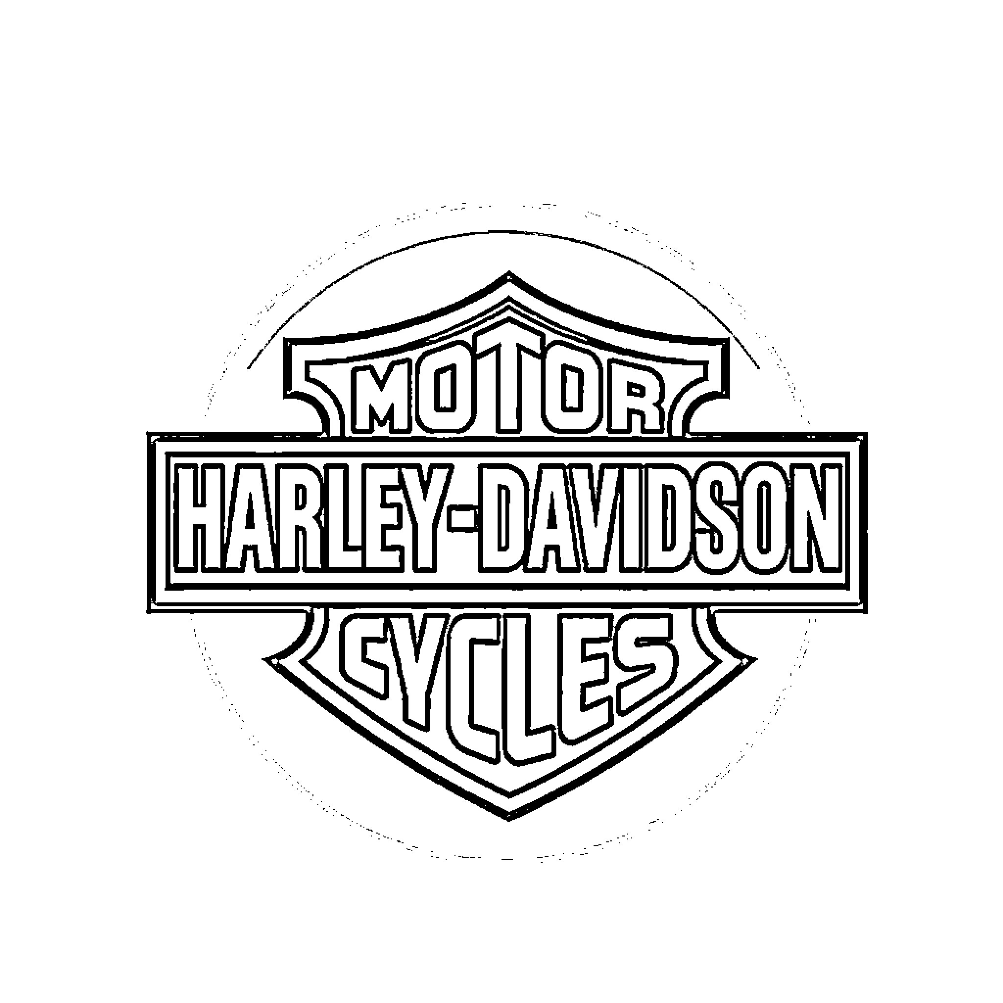 Harley Davidson motor cycles logo Coloring Page (free black-and-white line drawing printable PDF for all, from beginners to advanced learners, including children, teens, adults, and seniors)
