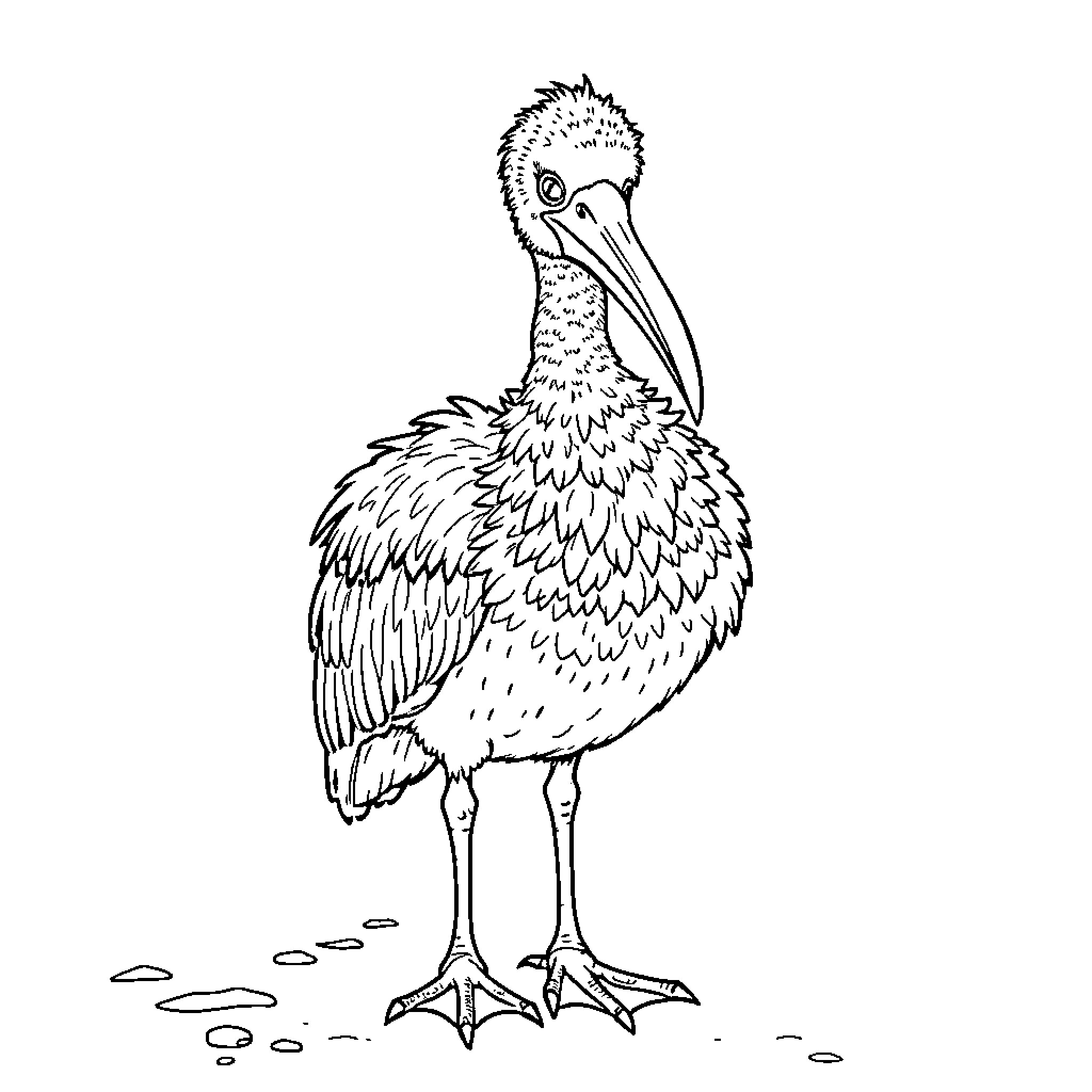 Dodo bird standing on the ground Coloring Page (free black-and-white line drawing printable PDF for all, from beginners to advanced learners, including children, teens, adults, and seniors)