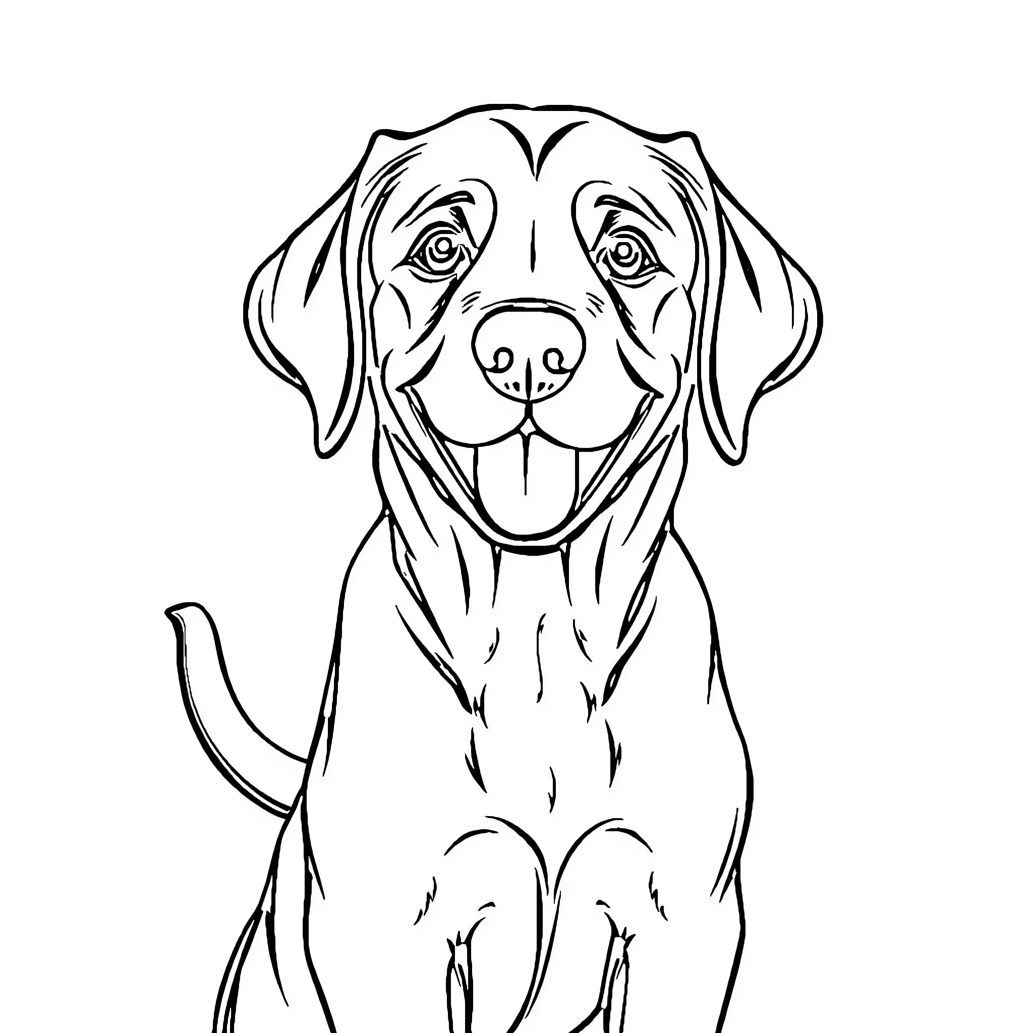 Labrador smiling joyfully in black and white sketch Coloring Page (free black-and-white line drawing printable PDF for all, from beginners to advanced learners, including children, teens, adults, and seniors)