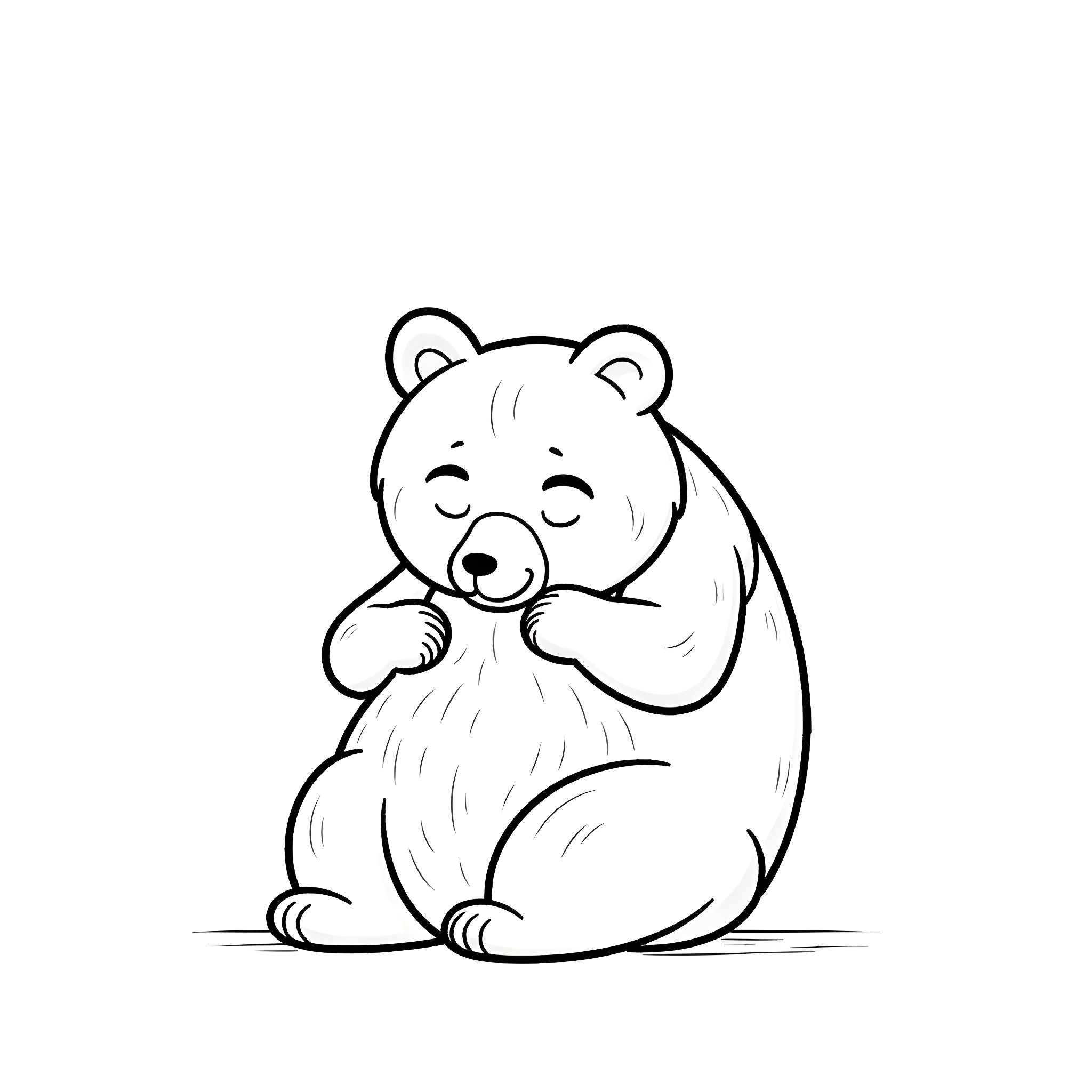 Panda enjoying a snack Coloring Page (free black-and-white line drawing printable PDF for all, from beginners to advanced learners, including children, teens, adults, and seniors)
