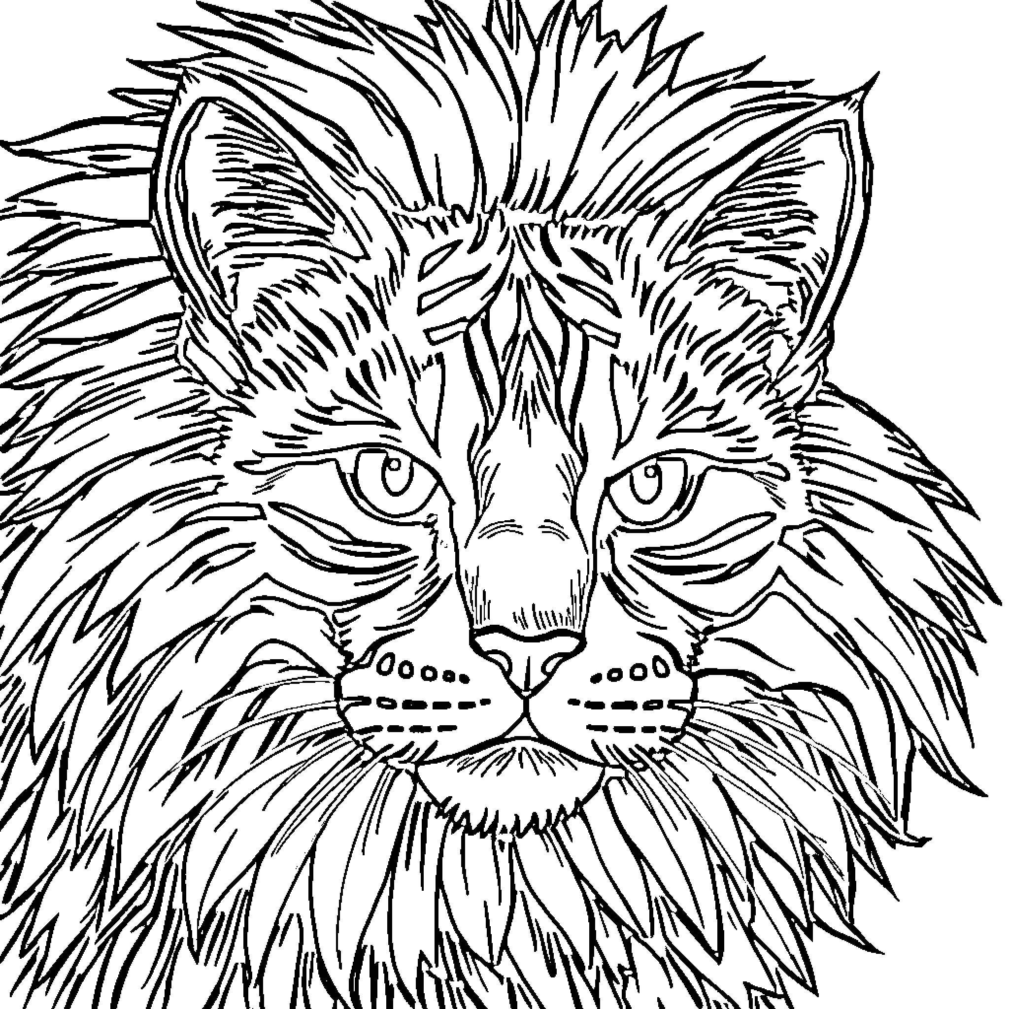 Animal with intense, expressive facial features Coloring Page (free black-and-white line drawing printable PDF for all, from beginners to advanced learners, including children, teens, adults, and seniors)