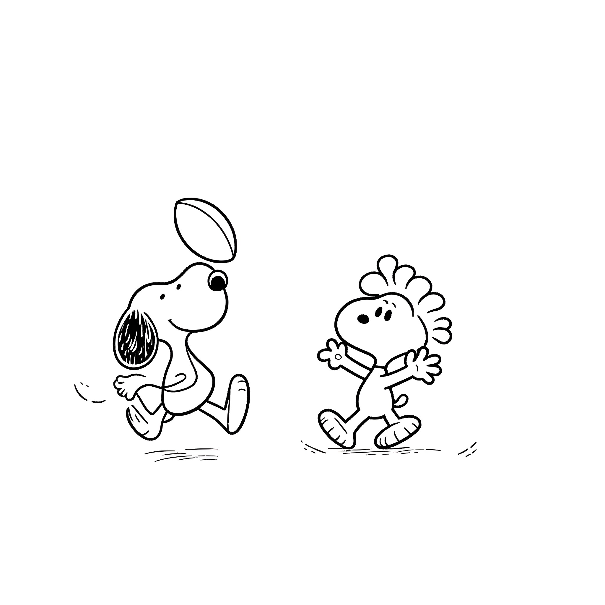 Josh Allen cartoon characters running playfully Coloring Page (free black-and-white line drawing printable PDF for all, from beginners to advanced learners, including children, teens, adults, and seniors)