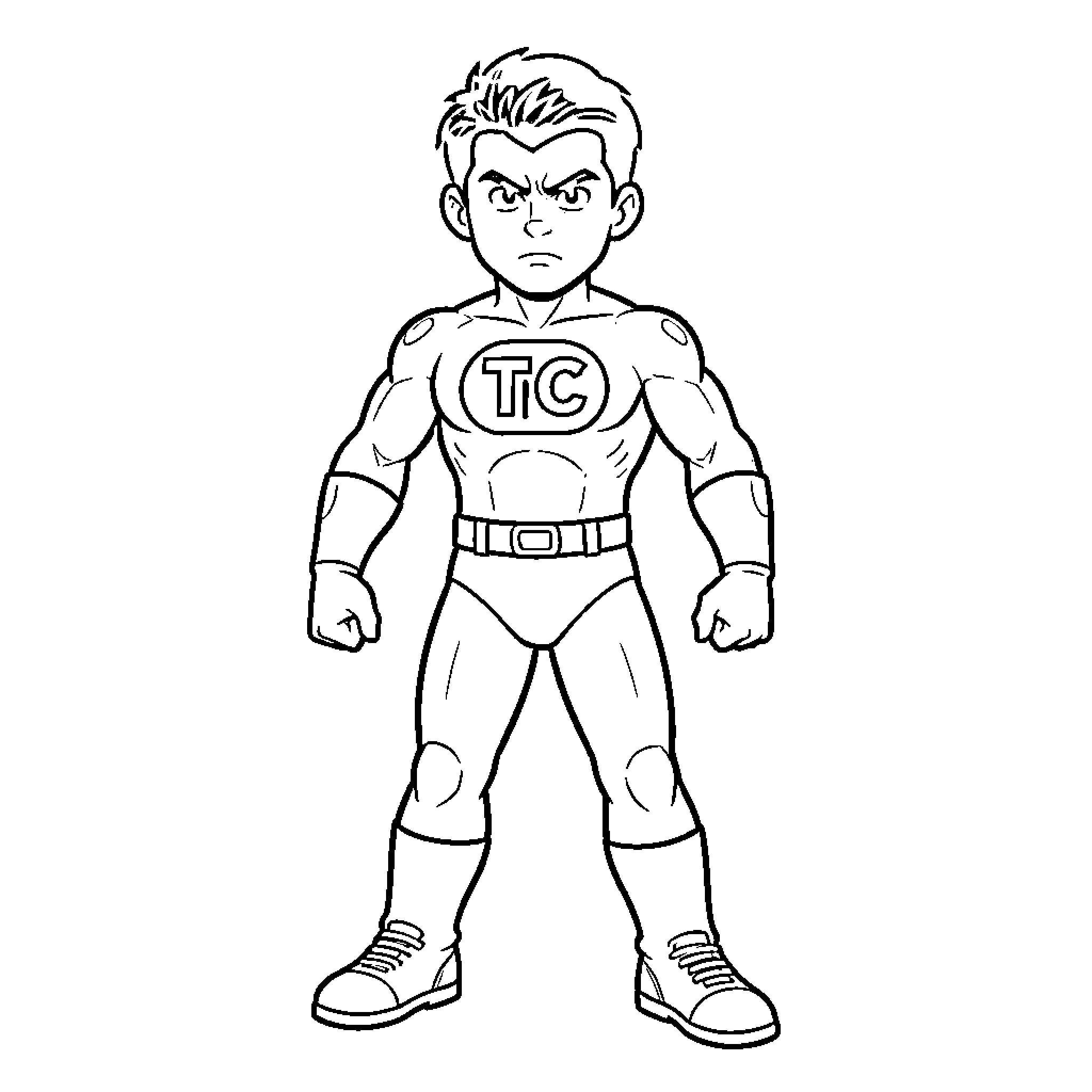 Tic Tac Superhero in Action Pose Coloring Page (free black-and-white line drawing printable PDF for all, from beginners to advanced learners, including children, teens, adults, and seniors)