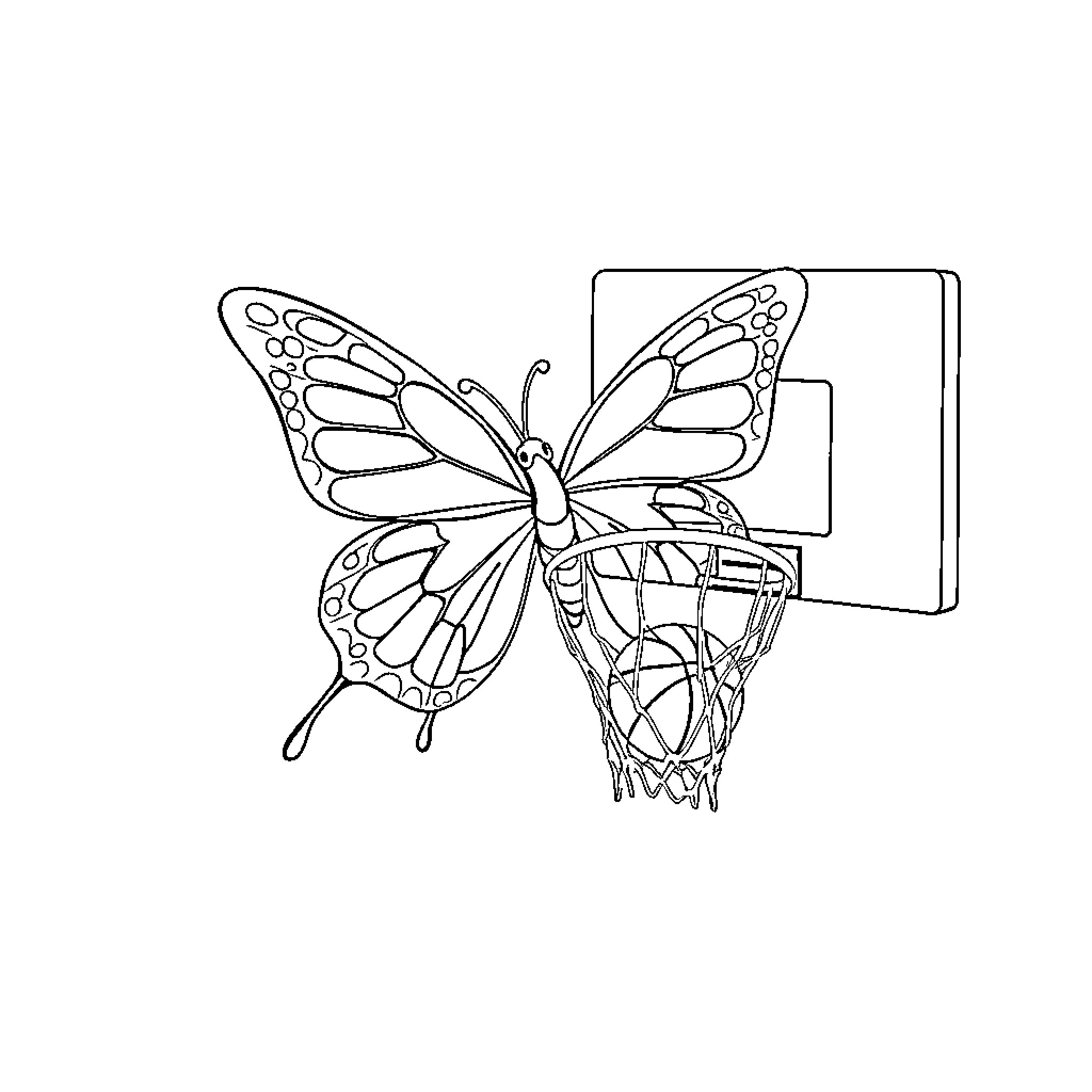 Butterfly flying with book Coloring Page (free black-and-white line drawing printable PDF for all, from beginners to advanced learners, including children, teens, adults, and seniors)