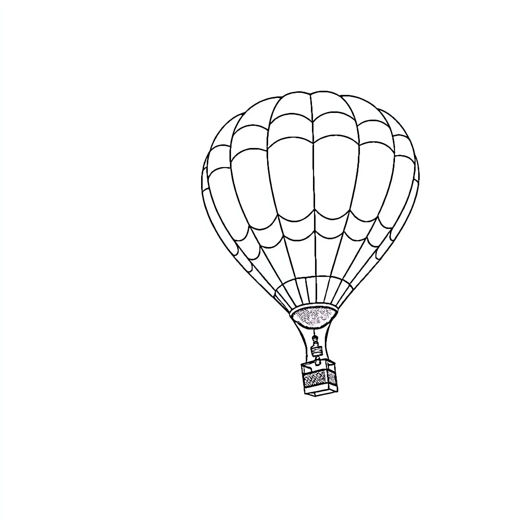 Air Balloon Soaring in the Sky Coloring Page (free black-and-white line drawing printable PDF for all, from beginners to advanced learners, including children, teens, adults, and seniors)