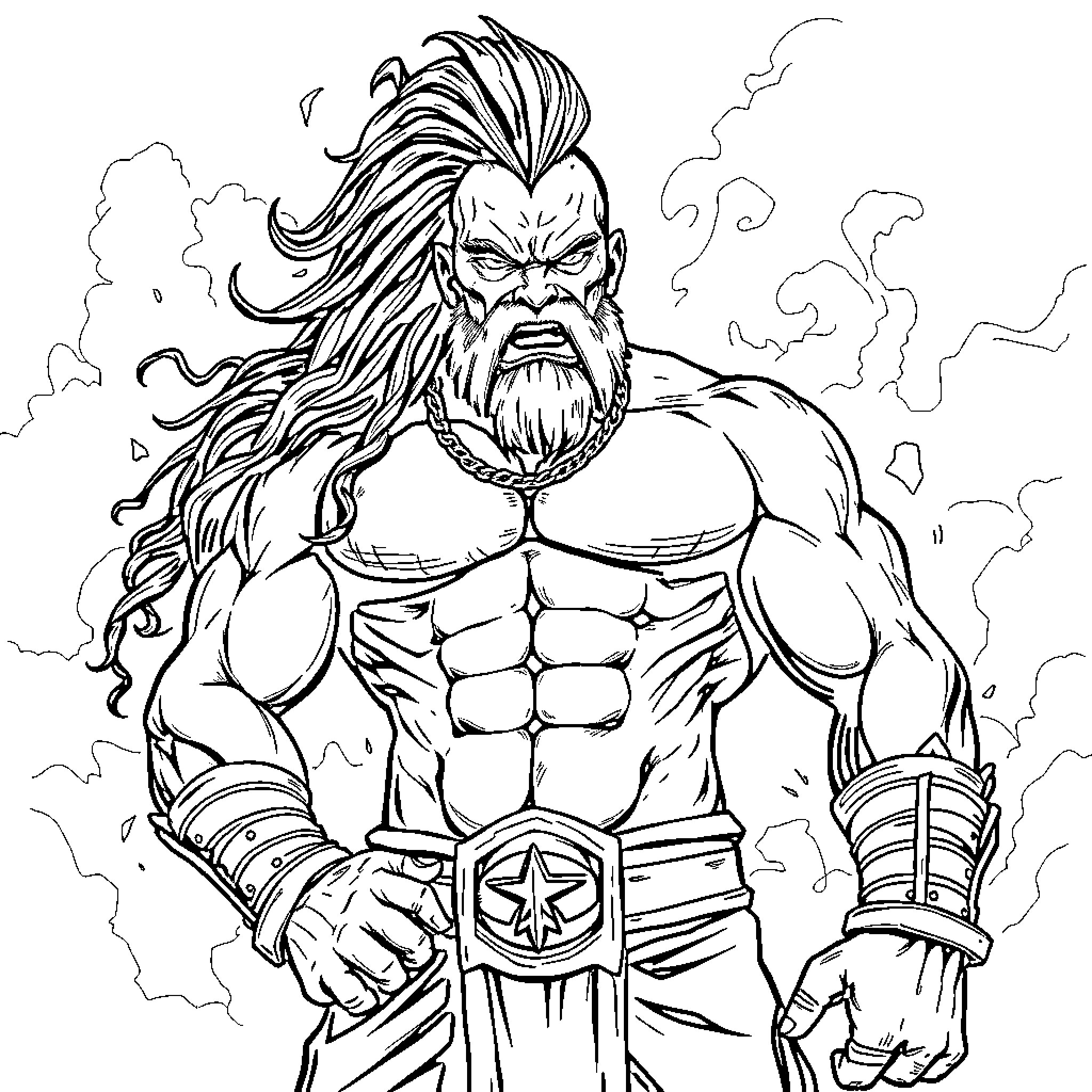 Immortan Joe's Intimidating Presence Coloring Page (free black-and-white line drawing printable PDF for all, from beginners to advanced learners, including children, teens, adults, and seniors)