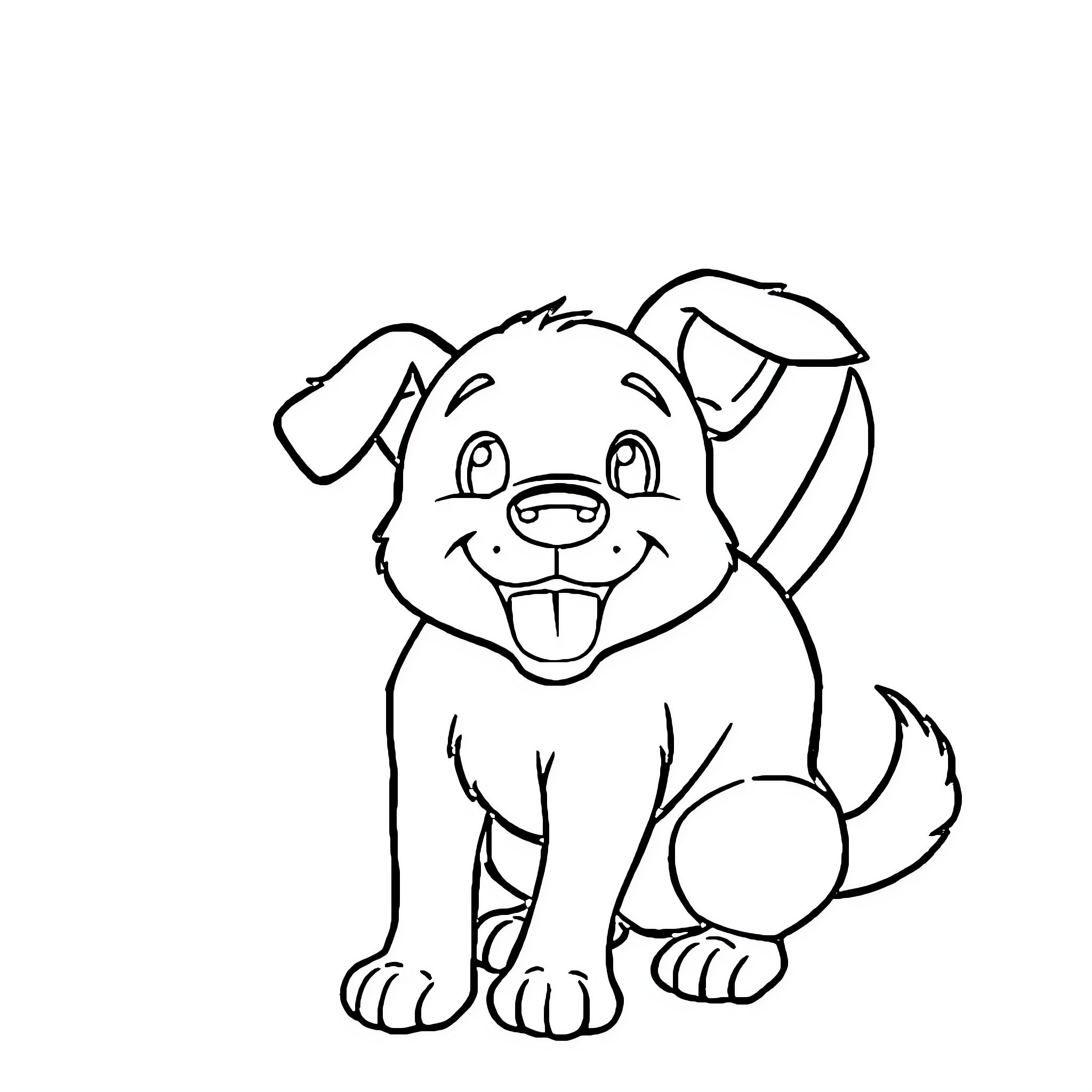 Dog with happy expression Coloring Page (free black-and-white line drawing printable PDF for all, from beginners to advanced learners, including children, teens, adults, and seniors)
