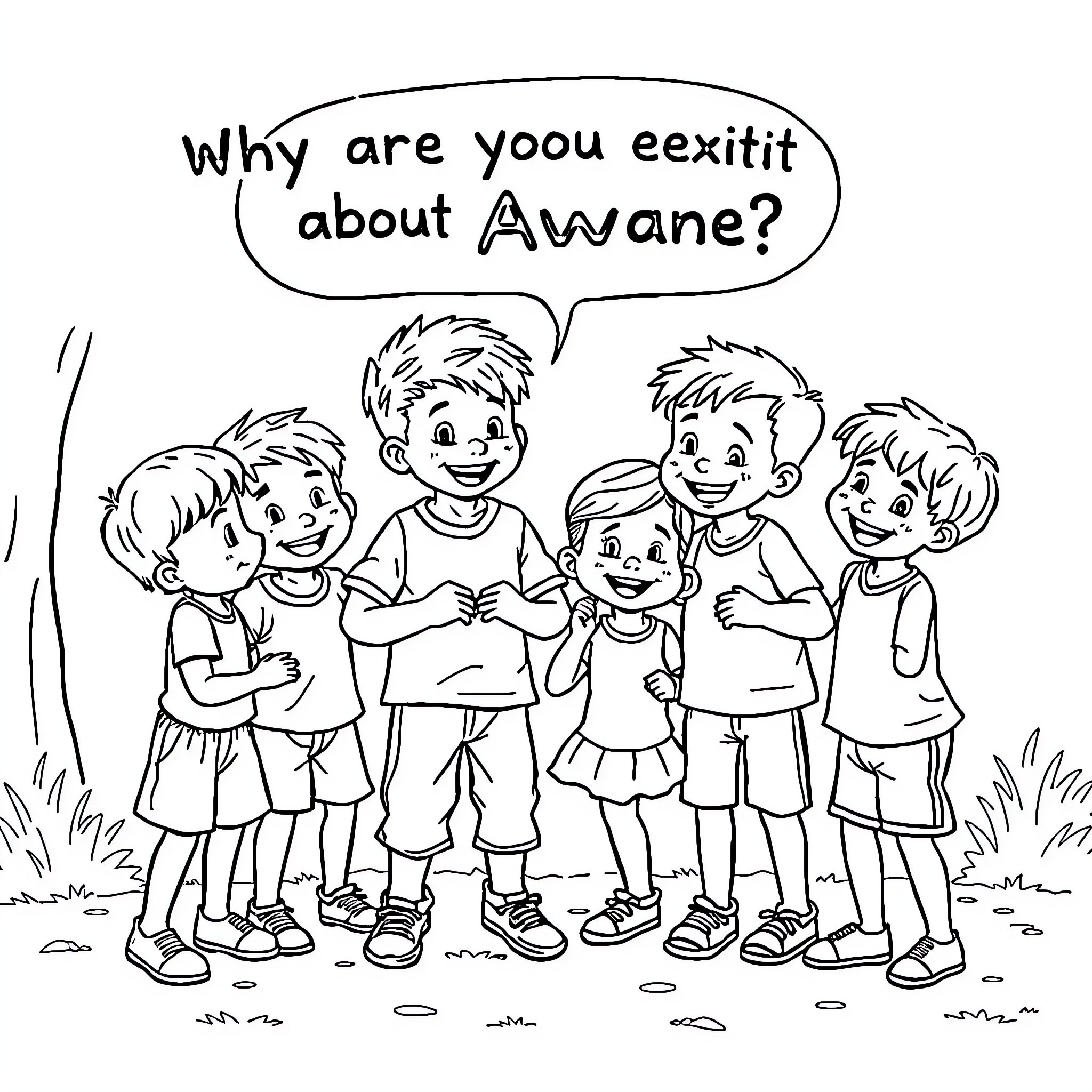 Children curious about a peer Coloring Page (free black-and-white line drawing printable PDF for all, from beginners to advanced learners, including children, teens, adults, and seniors)