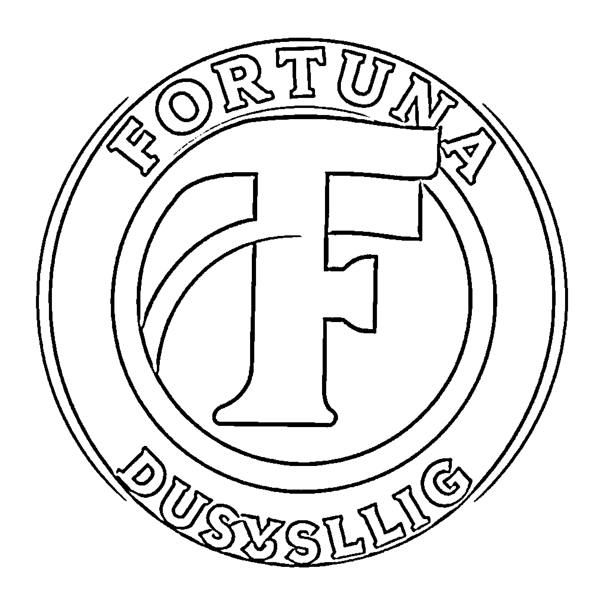 Fortuna Düsseldorf team logo Coloring Page (free black-and-white line drawing printable PDF for all, from beginners to advanced learners, including children, teens, adults, and seniors)