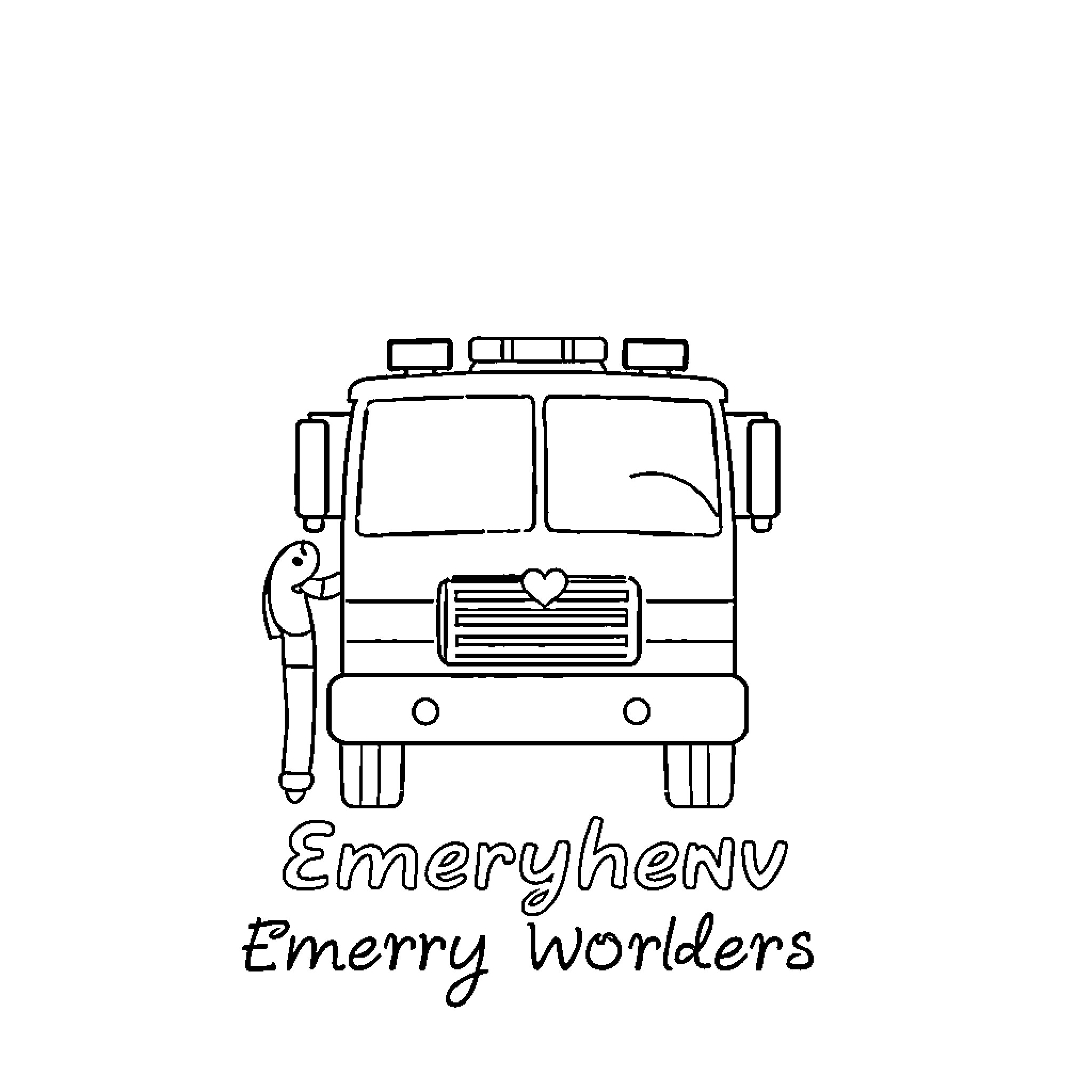 Sympathy Card with an Ambulance Coloring Page (free black-and-white line drawing printable PDF for all, from beginners to advanced learners, including children, teens, adults, and seniors)
