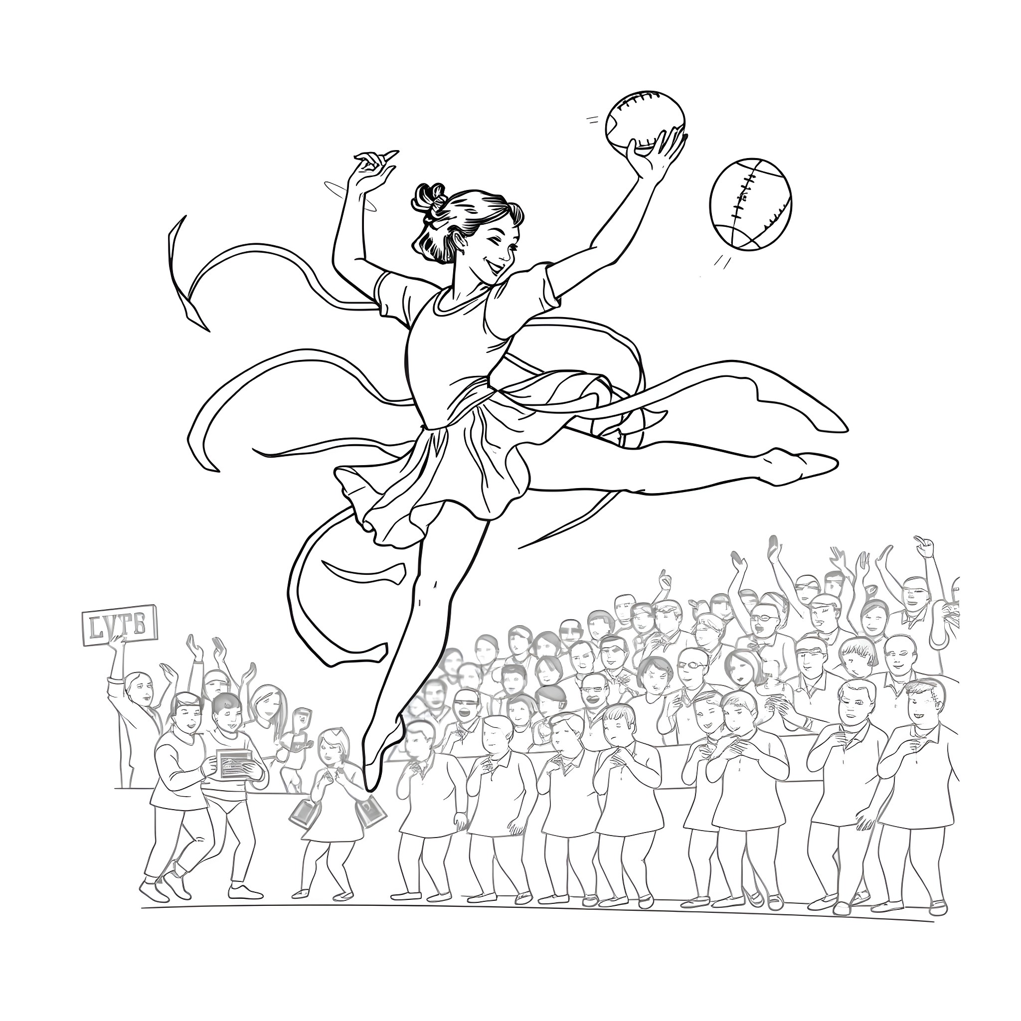 Football player's exciting performance on the field Coloring Page (free black-and-white line drawing printable PDF for all, from beginners to advanced learners, including children, teens, adults, and seniors)