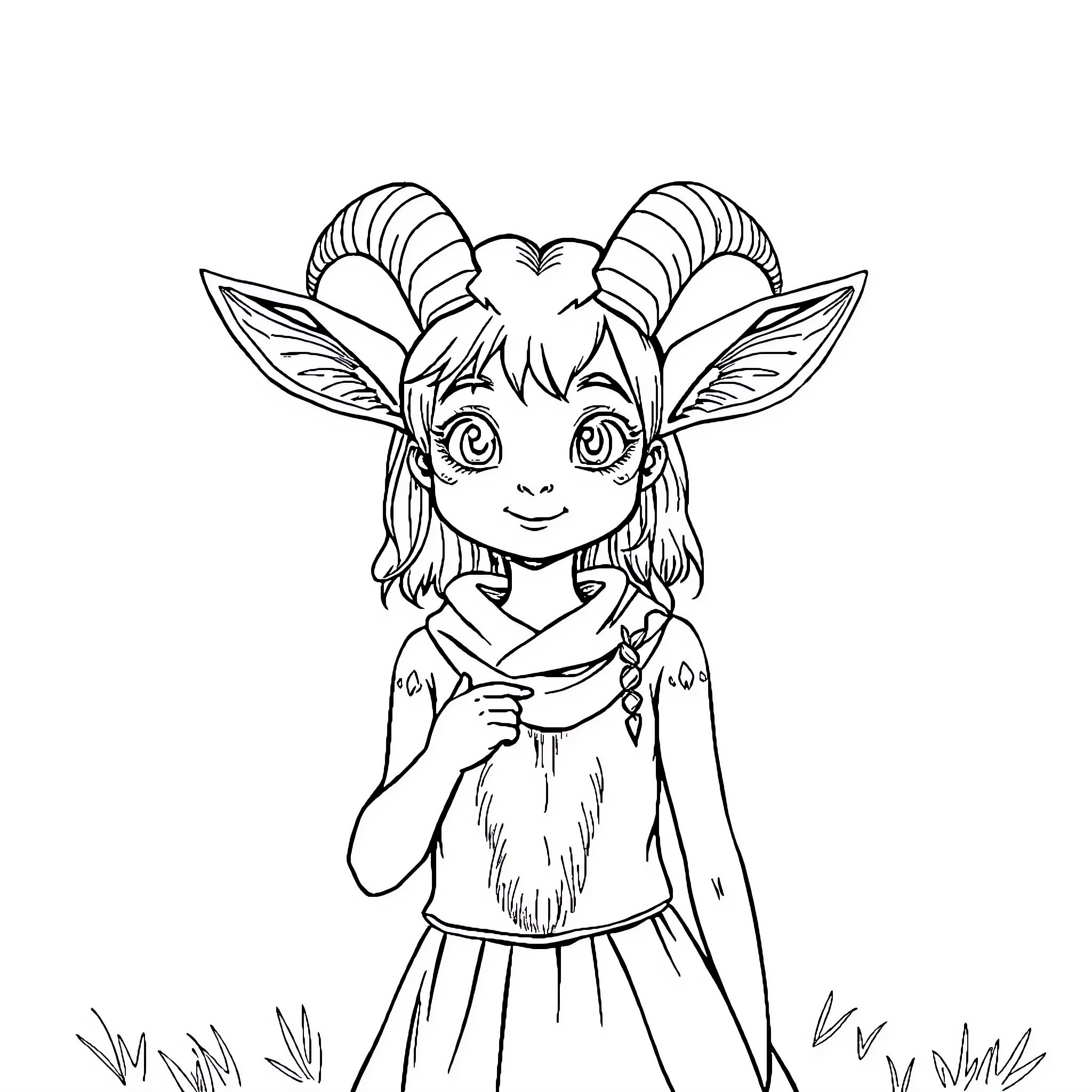 Kid in whimsical animal costume with flowers Coloring Page (free black-and-white line drawing printable PDF for all, from beginners to advanced learners, including children, teens, adults, and seniors)