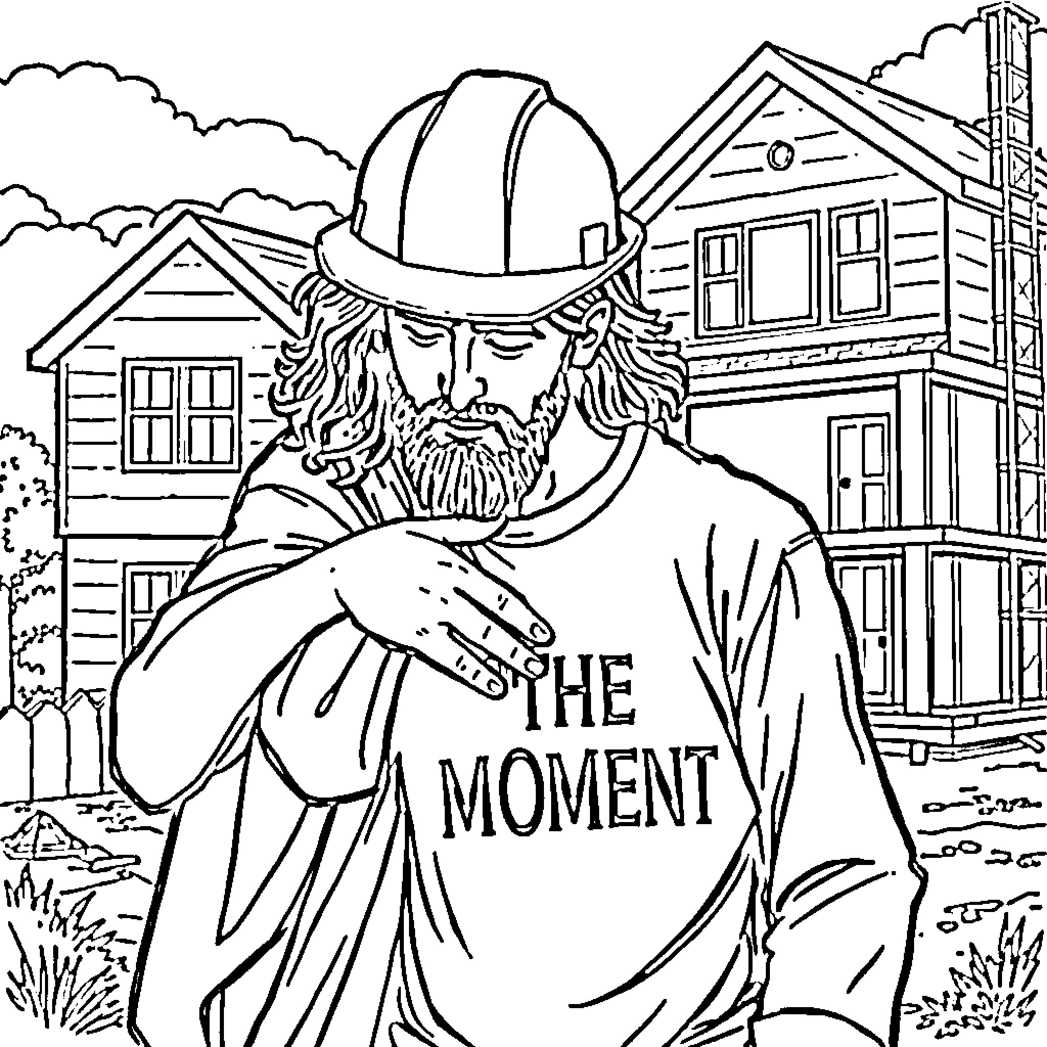 Jesus preaching during the moment in the town Coloring Page (free black-and-white line drawing printable PDF for all, from beginners to advanced learners, including children, teens, adults, and seniors)
