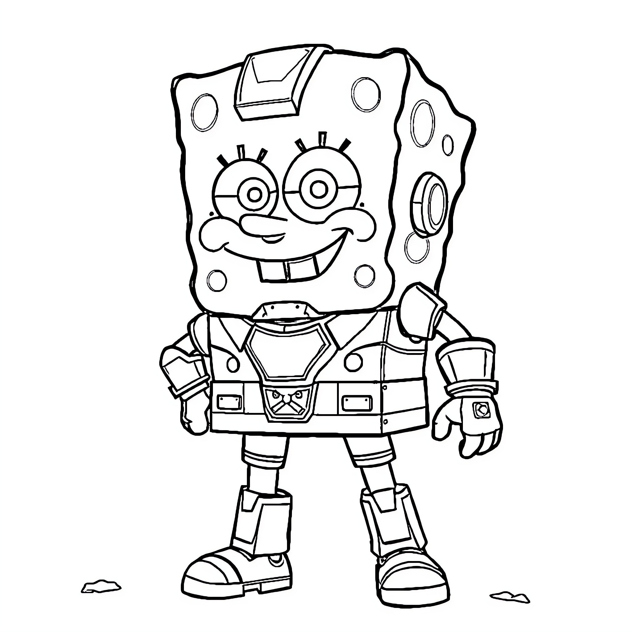 Spongebob Squarepants in a mischievous pose Coloring Page (free black-and-white line drawing printable PDF for all, from beginners to advanced learners, including children, teens, adults, and seniors)