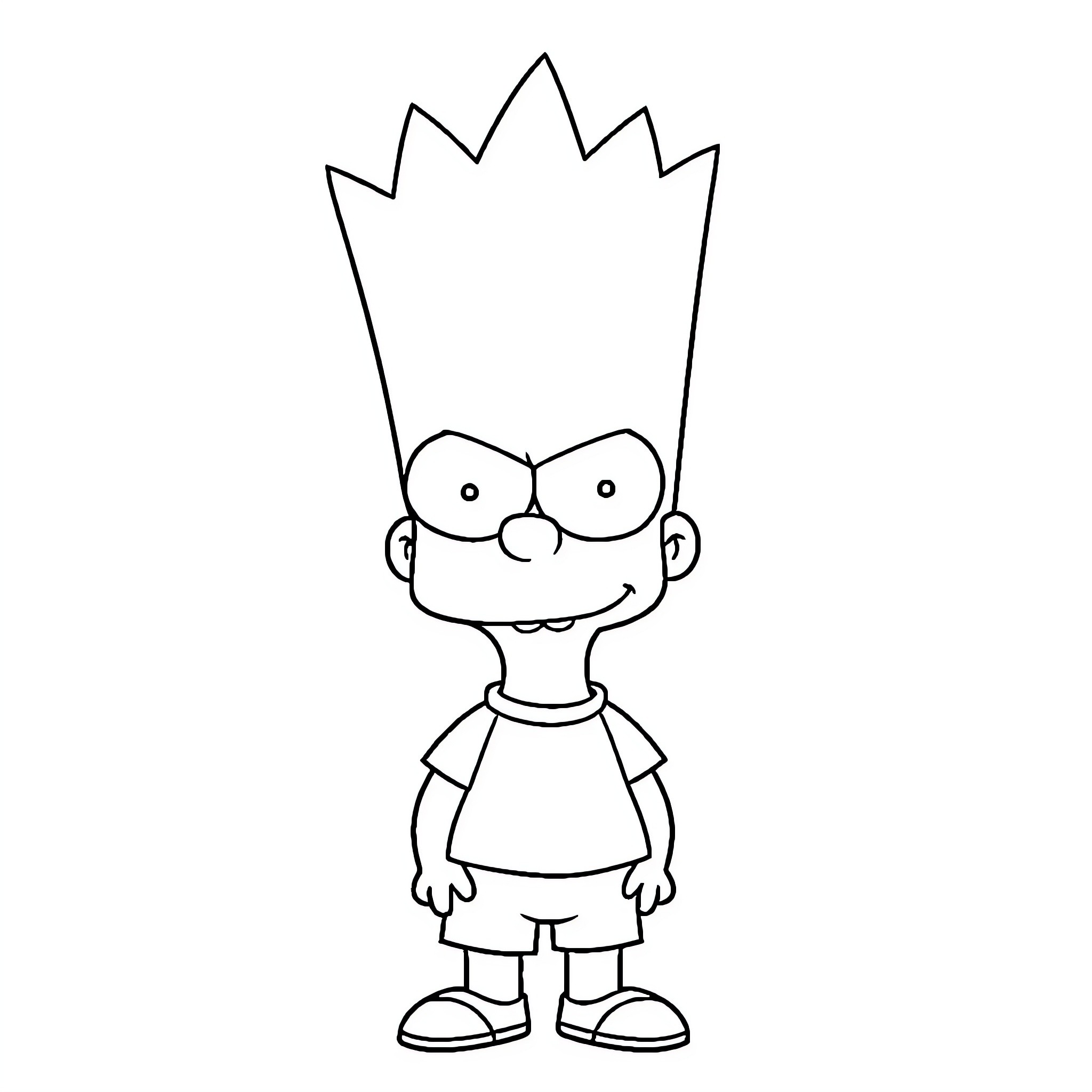 Bart Simpson in a simple outline drawing Coloring Page (free black-and-white line drawing printable PDF for all, from beginners to advanced learners, including children, teens, adults, and seniors)