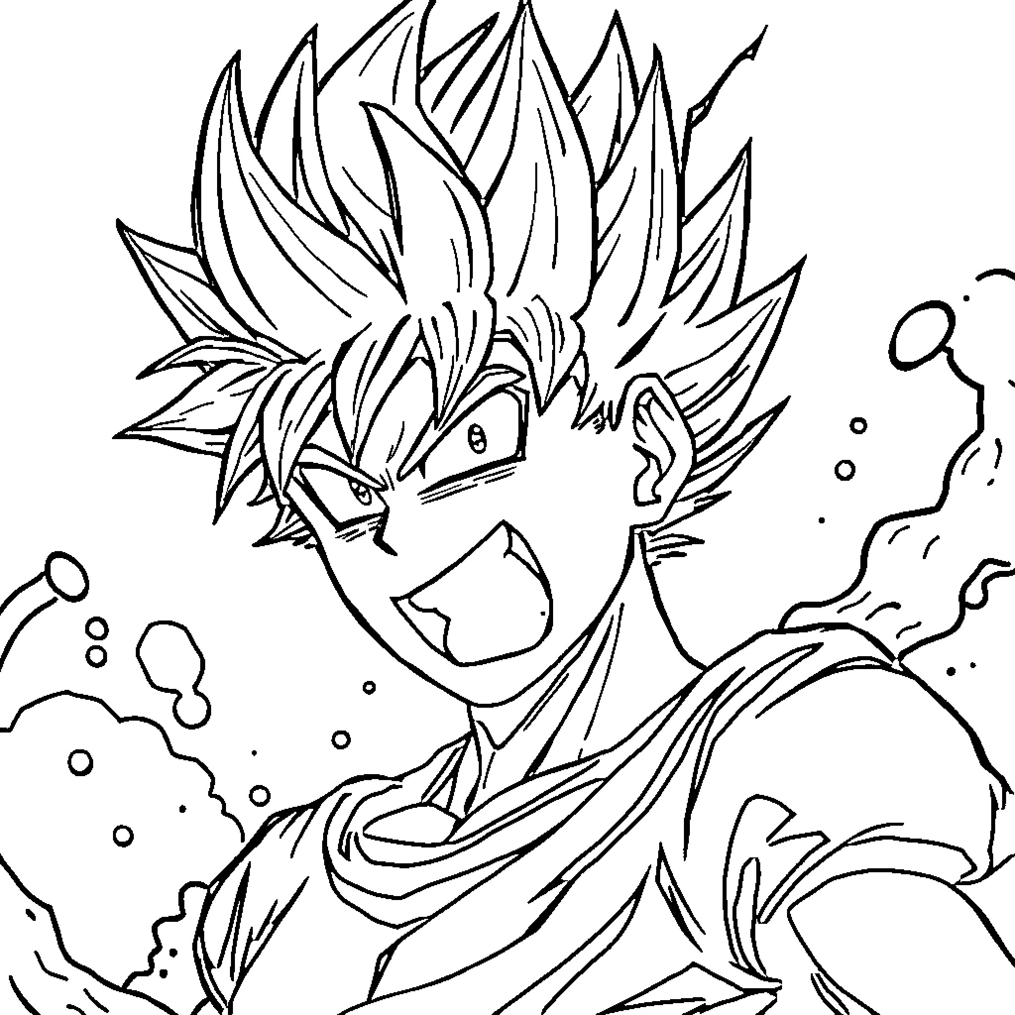 Bakugo's Fierce Anime Transformation Coloring Page (free black-and-white line drawing printable PDF for all, from beginners to advanced learners, including children, teens, adults, and seniors)