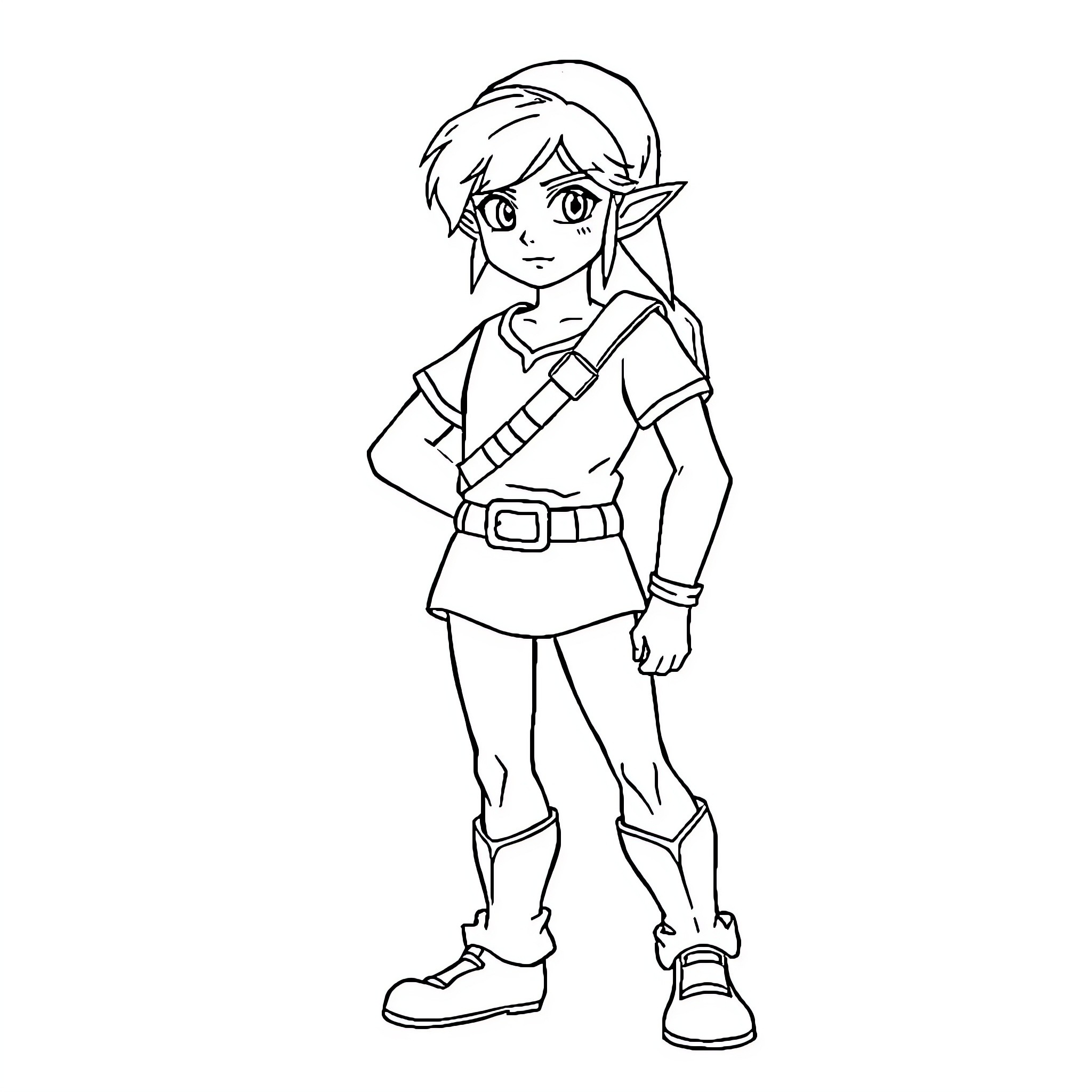 Link exploring in adventurous gear Coloring Page (free black-and-white line drawing printable PDF for all, from beginners to advanced learners, including children, teens, adults, and seniors)