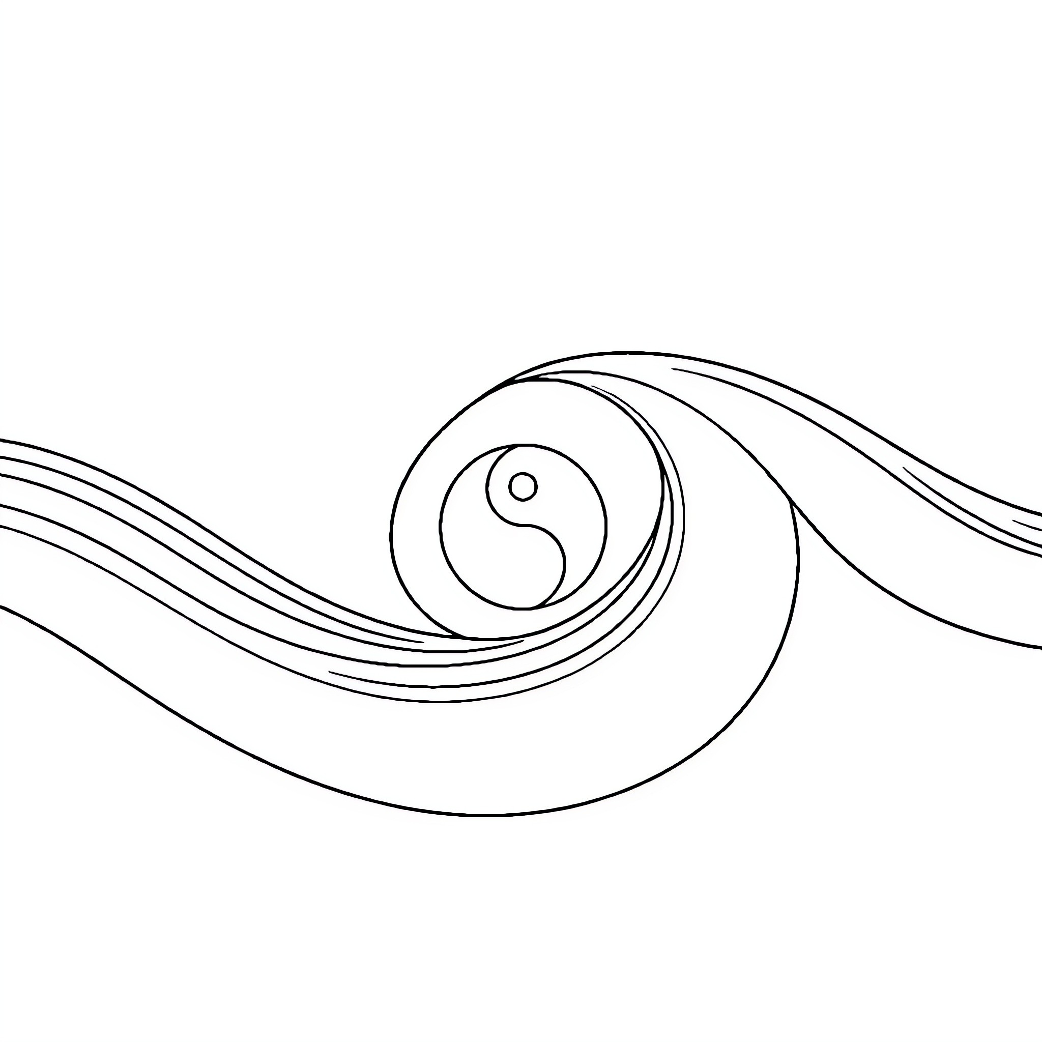 Sine Wave Depicting Yin Yang Symbol Coloring Page (free black-and-white line drawing printable PDF for all, from beginners to advanced learners, including children, teens, adults, and seniors)