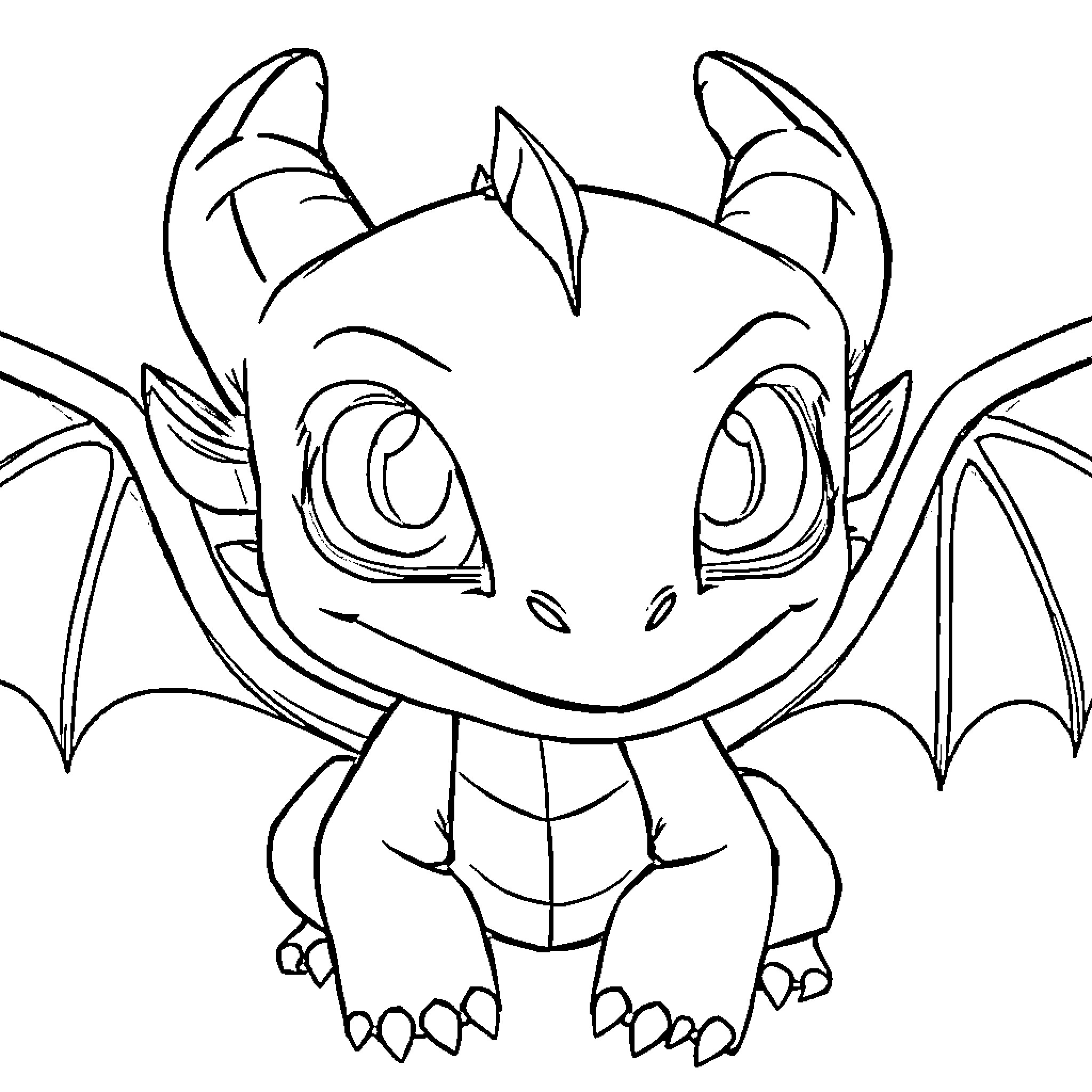 Toothless the friendly dragon in action Coloring Page (free black-and-white line drawing printable PDF for all, from beginners to advanced learners, including children, teens, adults, and seniors)