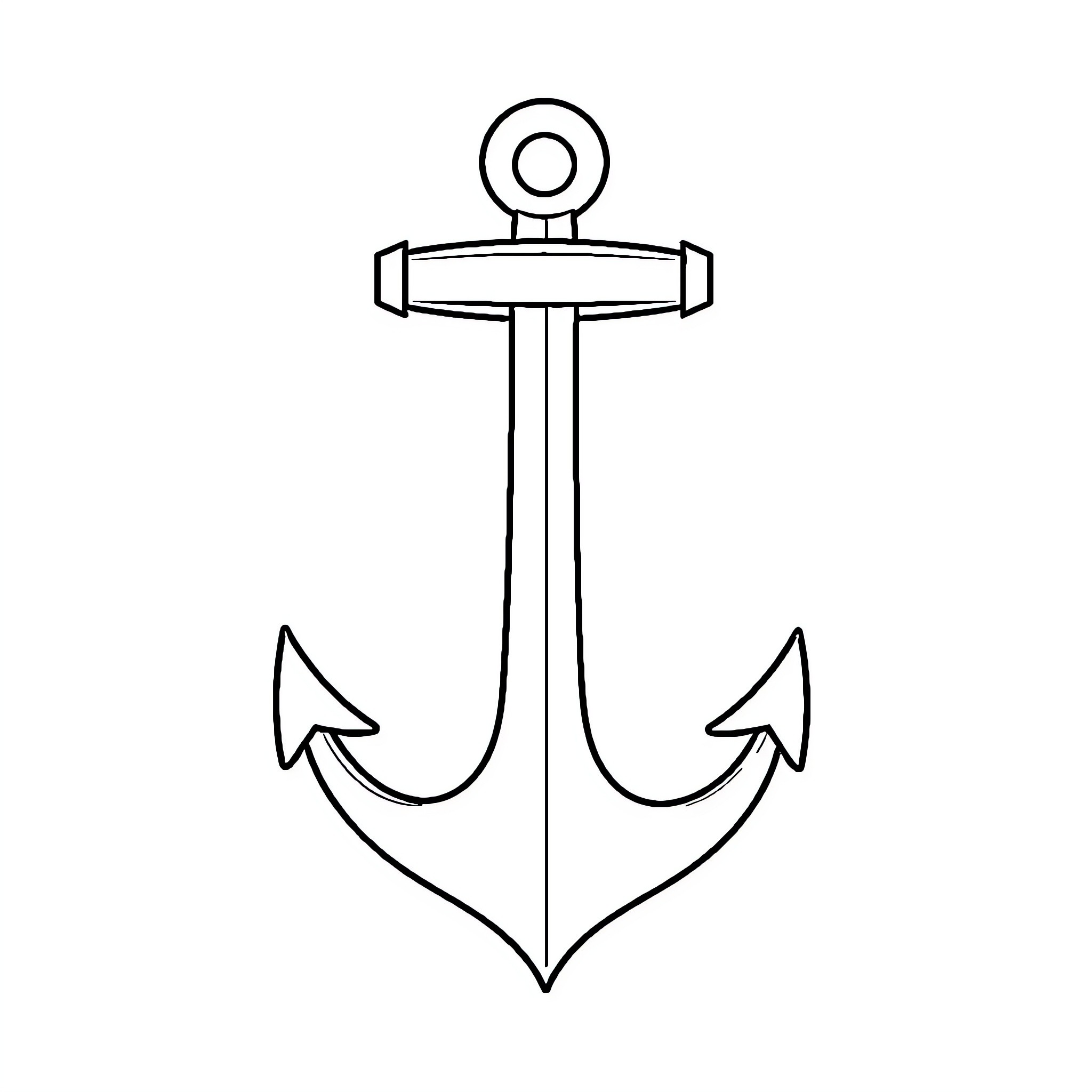 Anchor with twin hooks Coloring Page (free black-and-white line drawing printable PDF for all, from beginners to advanced learners, including children, teens, adults, and seniors)