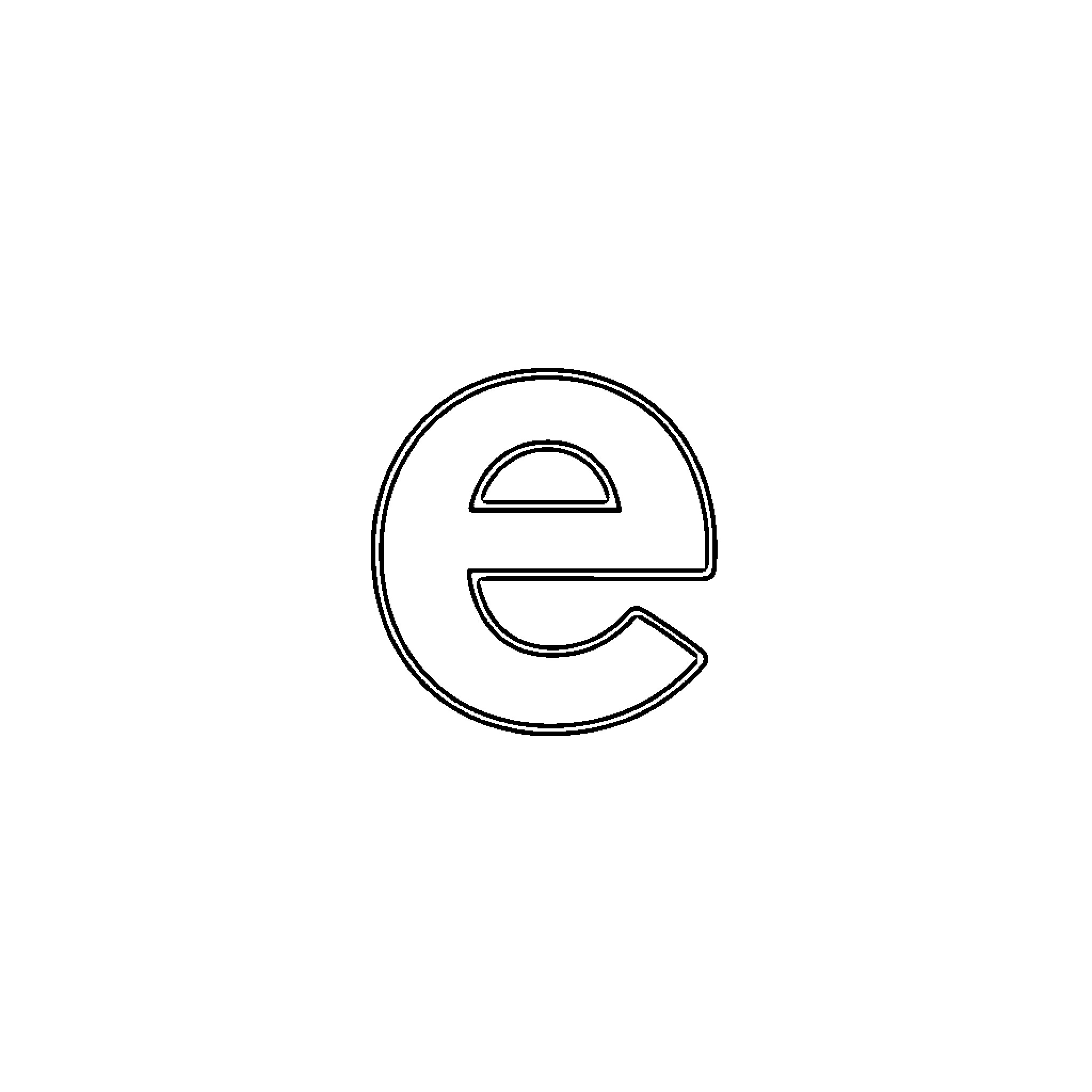 Elegant single letter 'e' design Coloring Page (free black-and-white line drawing printable PDF for all, from beginners to advanced learners, including children, teens, adults, and seniors)