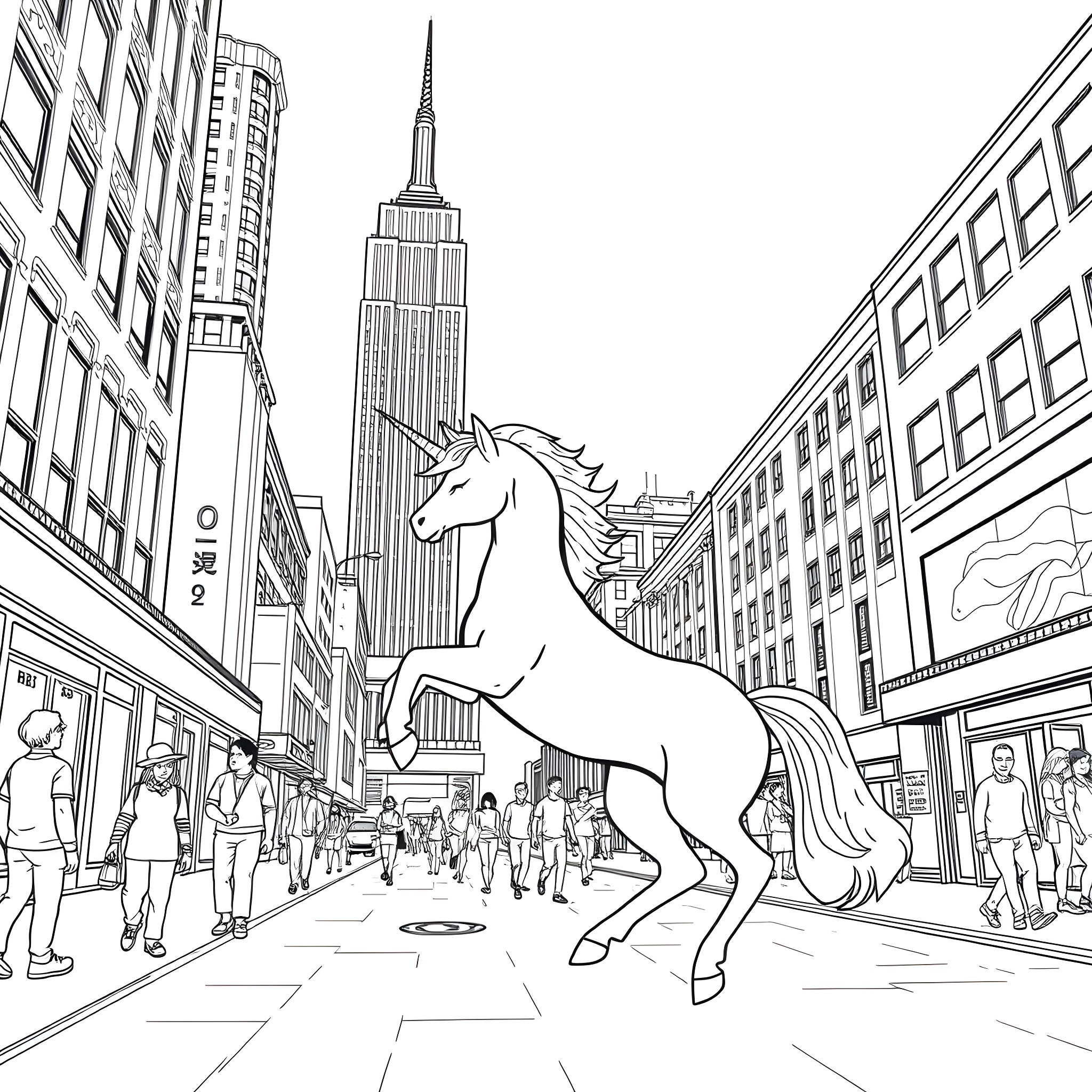 Bluey's Enchanting Journey Through the City Streets Coloring Page (free black-and-white line drawing printable PDF for all, from beginners to advanced learners, including children, teens, adults, and seniors)