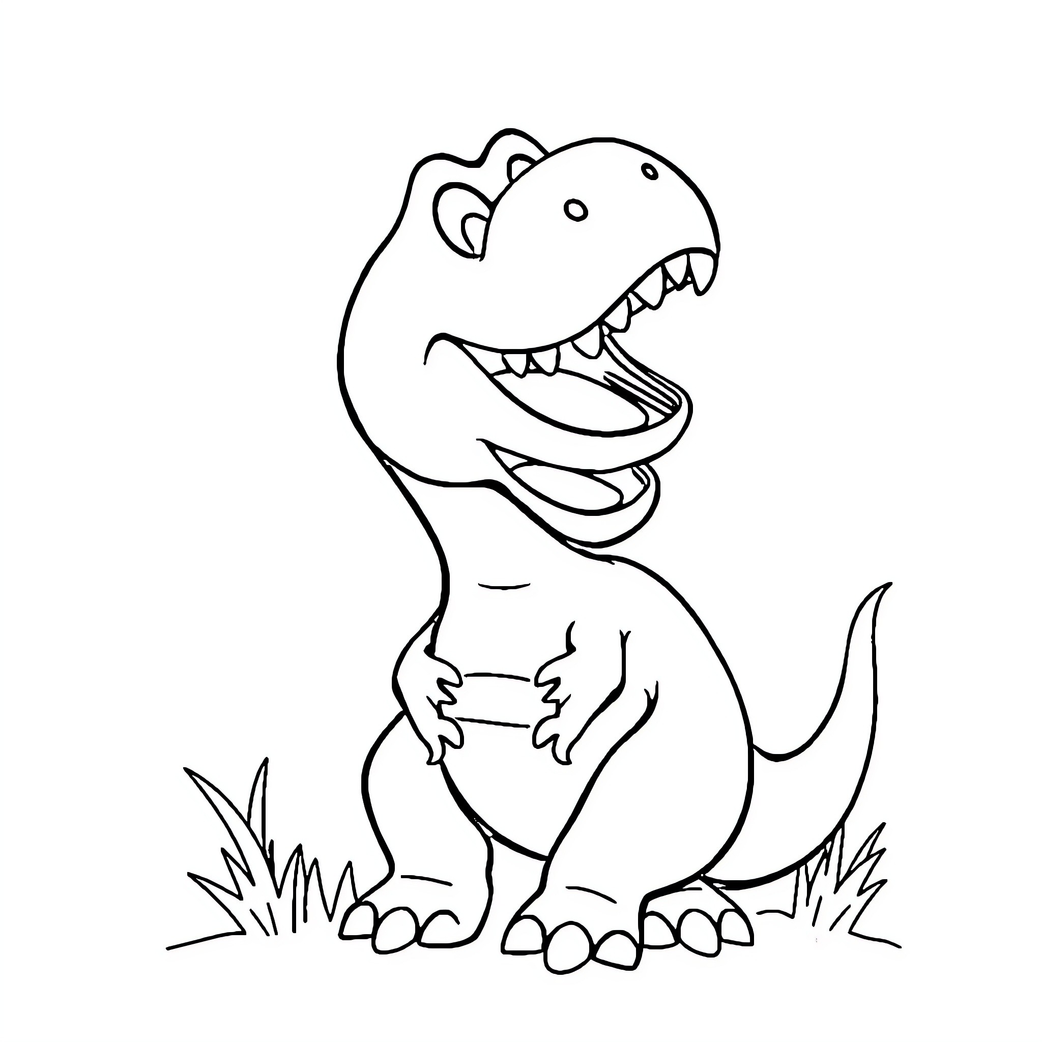 Dinosaur laughing with open mouth Coloring Page (free black-and-white line drawing printable PDF for all, from beginners to advanced learners, including children, teens, adults, and seniors)