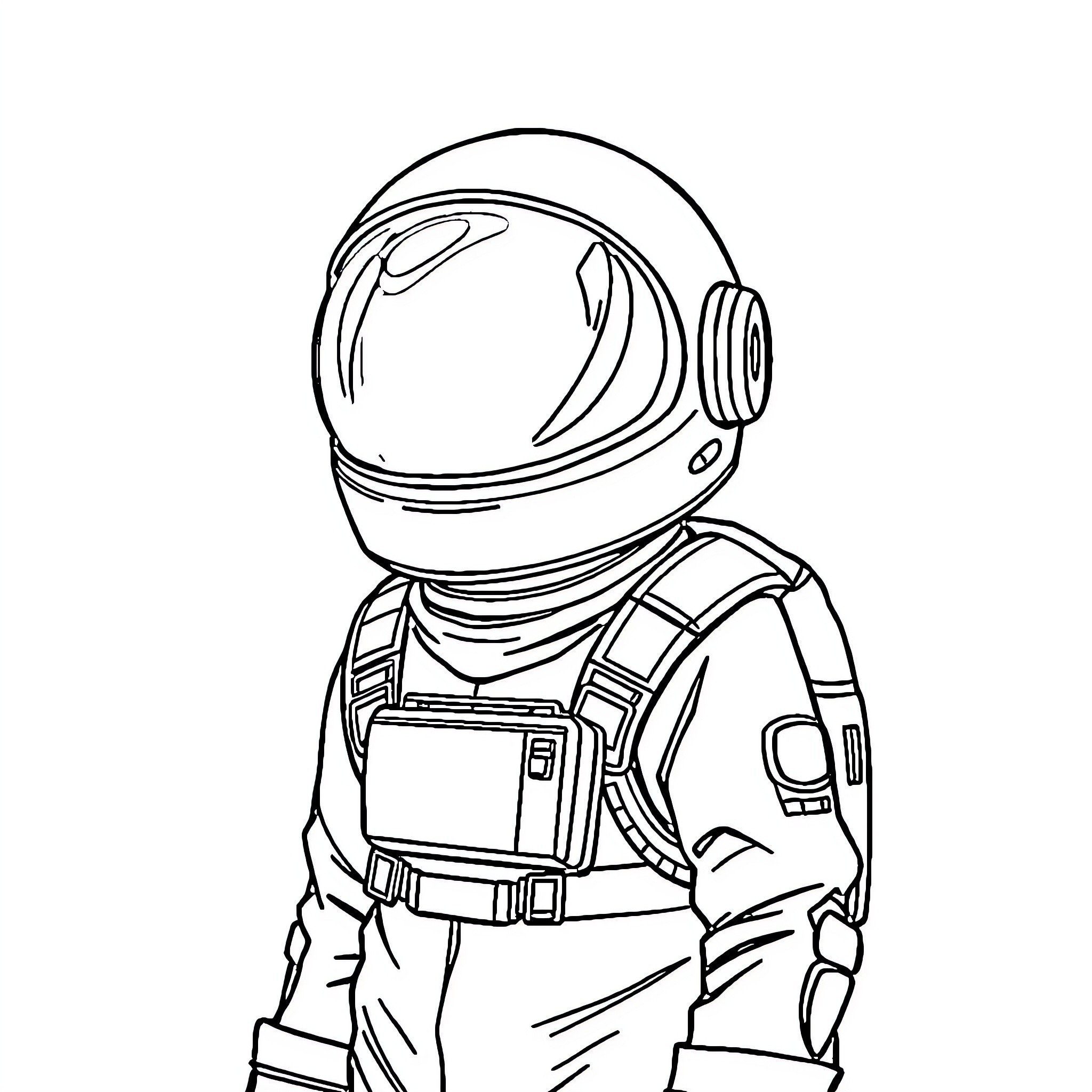 Among Us Character in Astronaut Suit Coloring Page (free black-and-white line drawing printable PDF for all, from beginners to advanced learners, including children, teens, adults, and seniors)