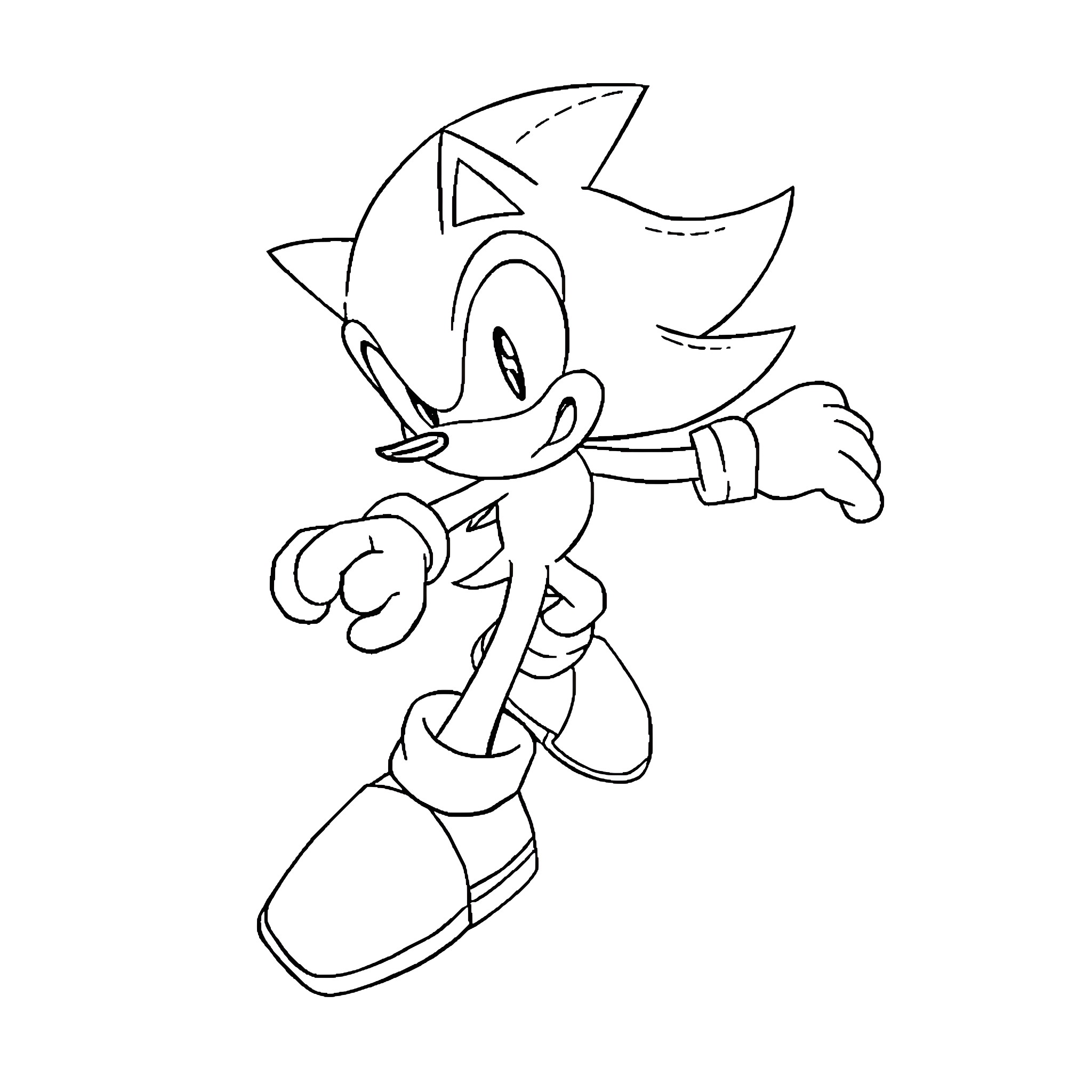 Shadow of a heroic hedgehog in action Coloring Page (free black-and-white line drawing printable PDF for all, from beginners to advanced learners, including children, teens, adults, and seniors)