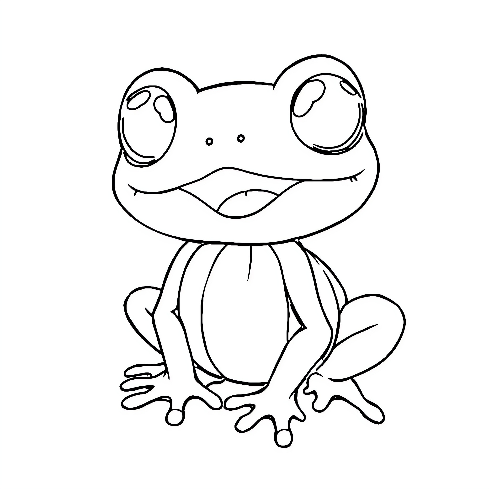 Jack Skellington as a smiling cartoon frog Coloring Page (free black-and-white line drawing printable PDF for all, from beginners to advanced learners, including children, teens, adults, and seniors)