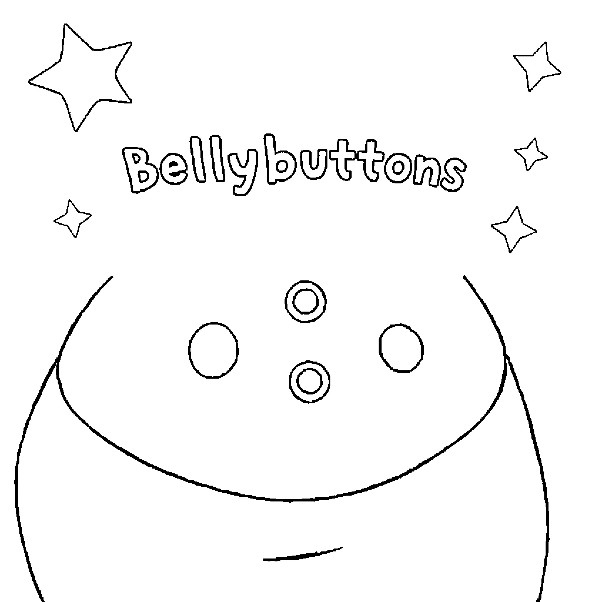 Bellybuttons and Starry Shapes Coloring Page (free black-and-white line drawing printable PDF for all, from beginners to advanced learners, including children, teens, adults, and seniors)