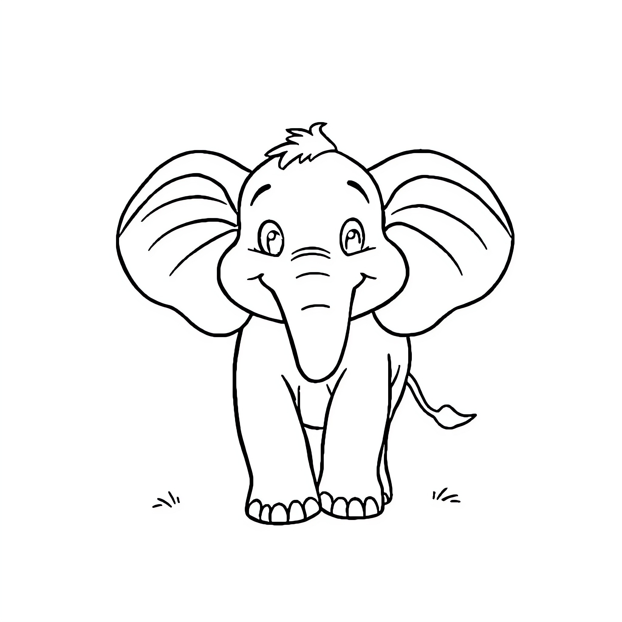 Elephant enjoying a playful moment Coloring Page (free black-and-white line drawing printable PDF for all, from beginners to advanced learners, including children, teens, adults, and seniors)
