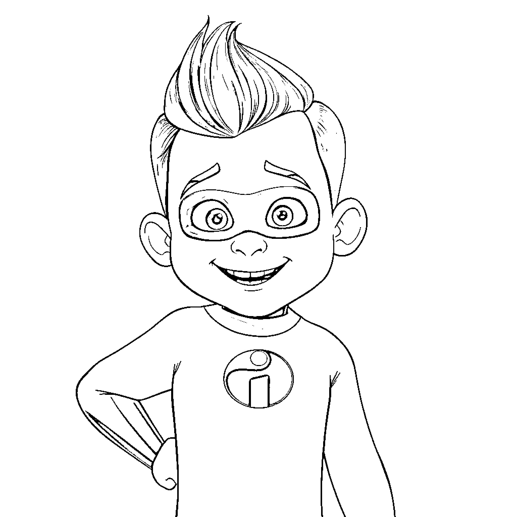 Syndrome of a Cheerful Superhero Boy Coloring Page (free black-and-white line drawing printable PDF for all, from beginners to advanced learners, including children, teens, adults, and seniors)